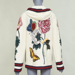GUCCI Garden 2017 Runway insect floral embroidered hooded cardigan coat XXS