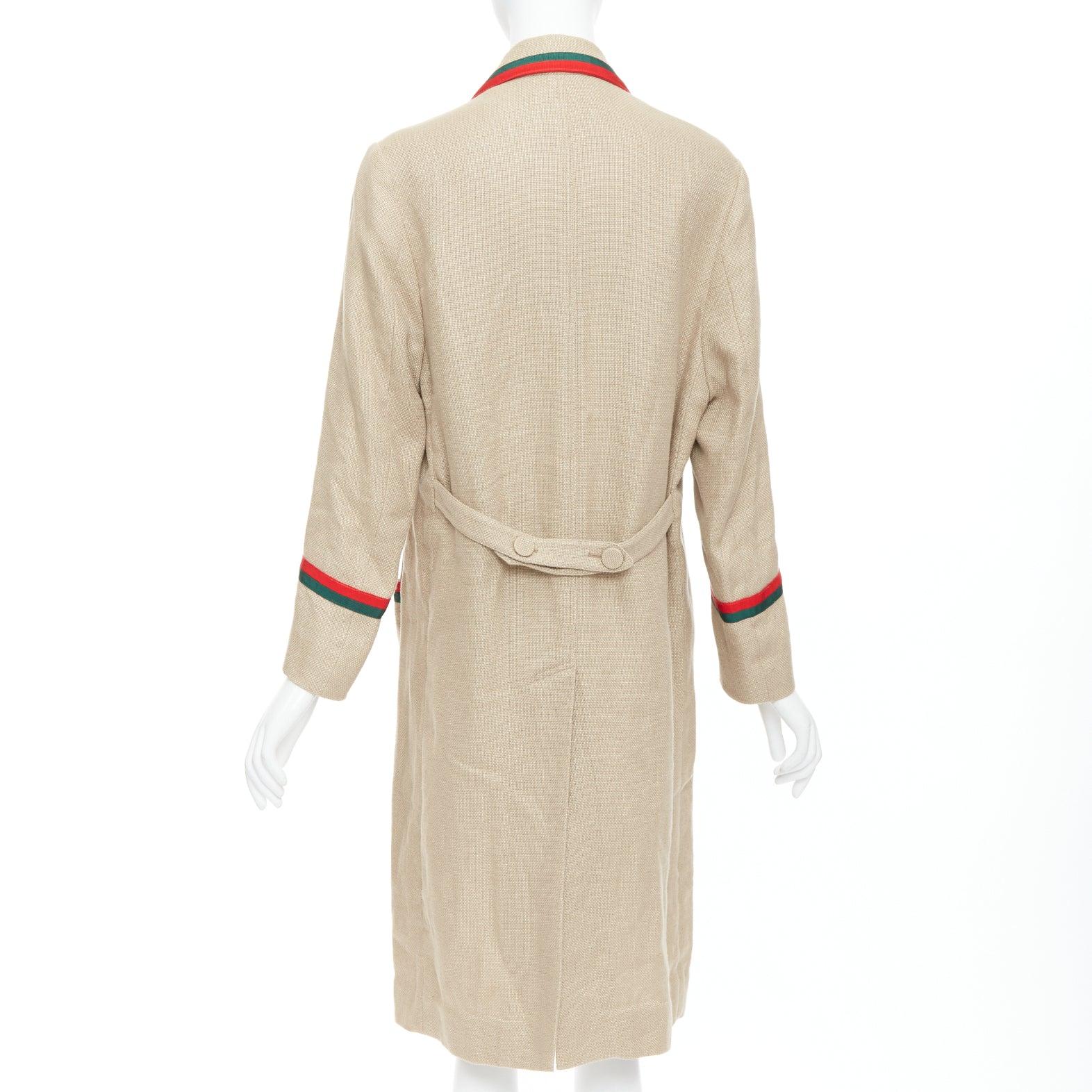 Gucci Garden Alessandro Michele cappotto lungo beige verde rosso con bordi a rete in vendita 1