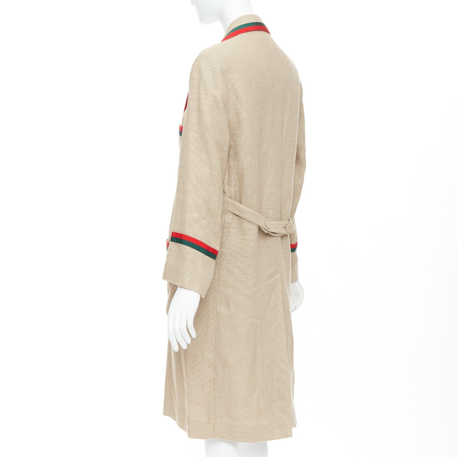 Gucci Garden Alessandro Michele cappotto lungo beige verde rosso con bordi a rete in vendita 2