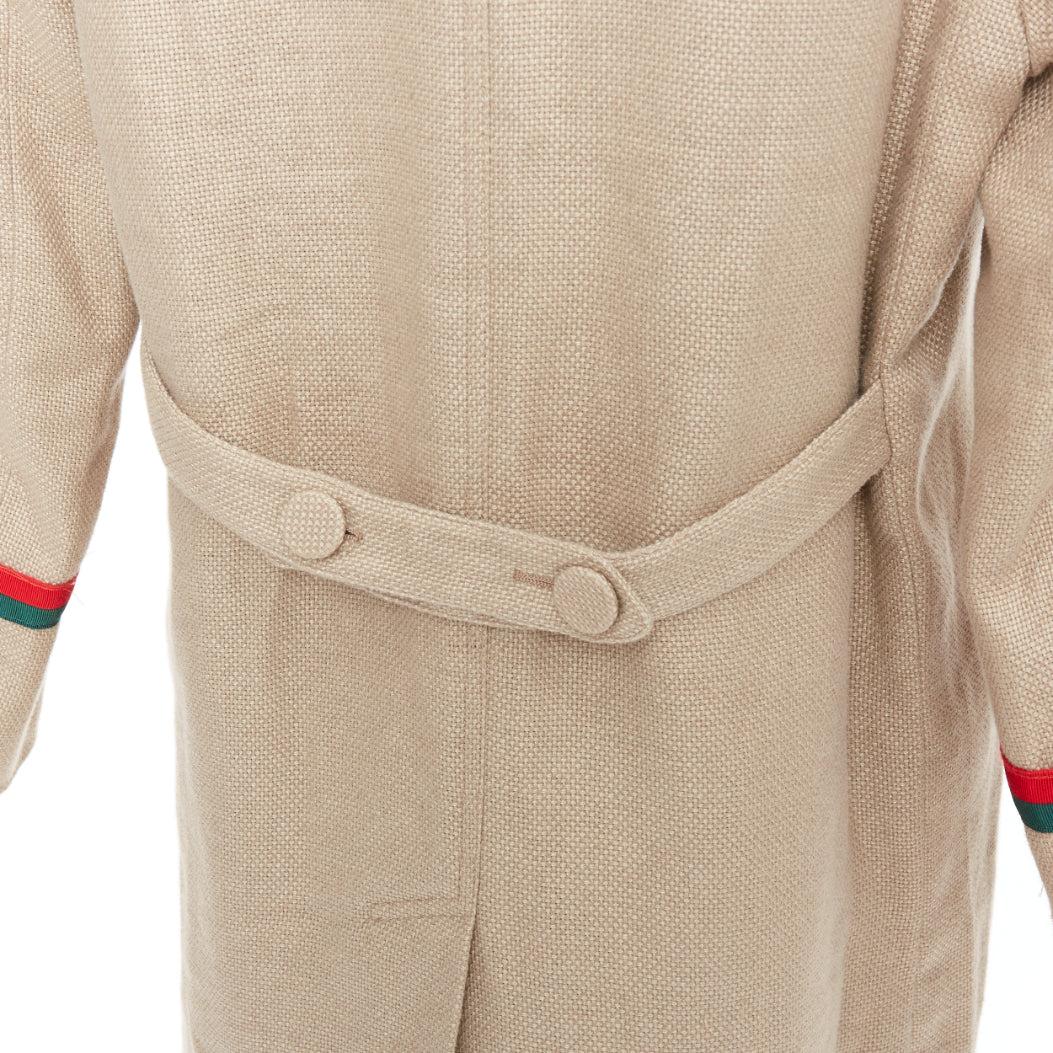 Gucci Garden Alessandro Michele cappotto lungo beige verde rosso con bordi a rete in vendita 3