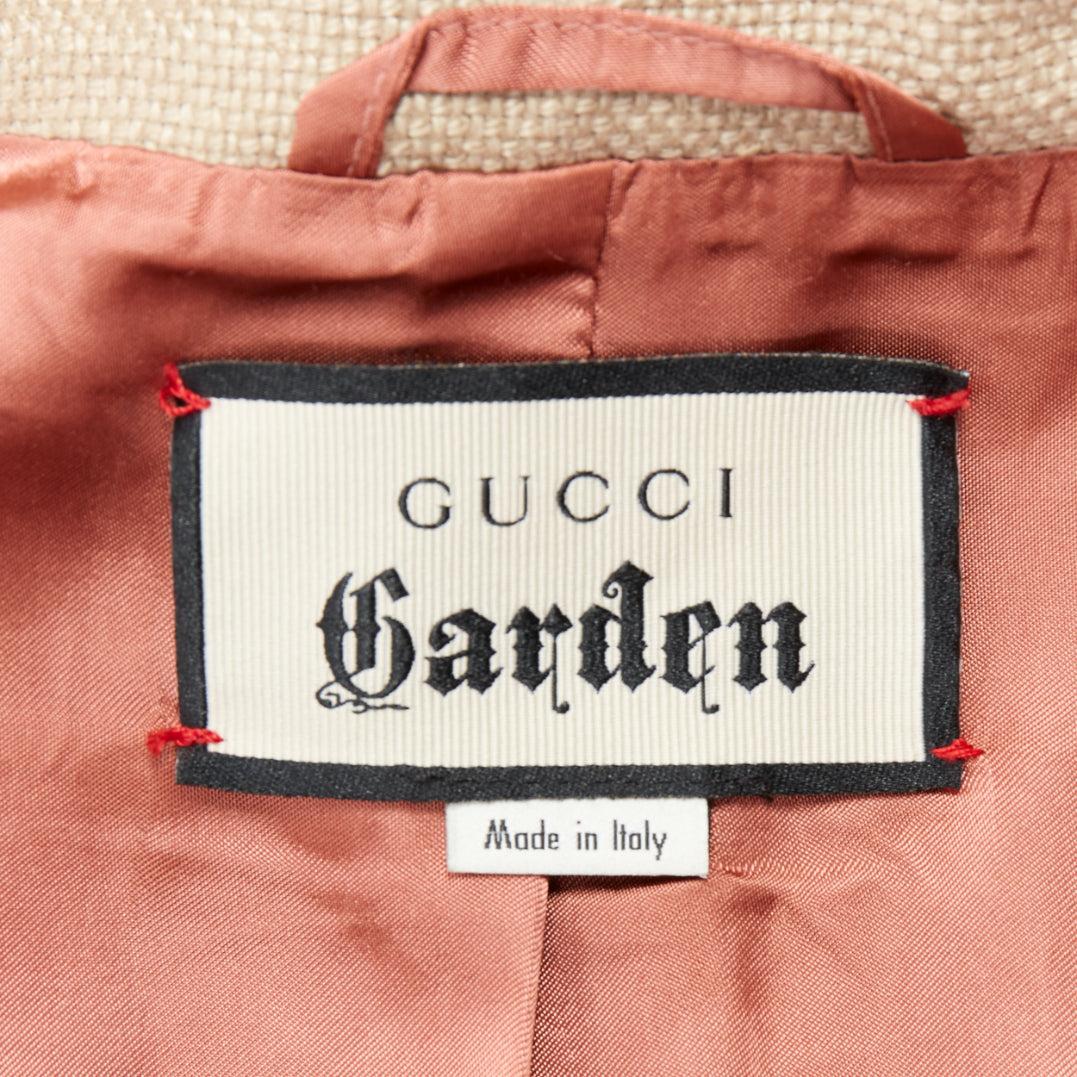 Gucci Garden Alessandro Michele cappotto lungo beige verde rosso con bordi a rete in vendita 4