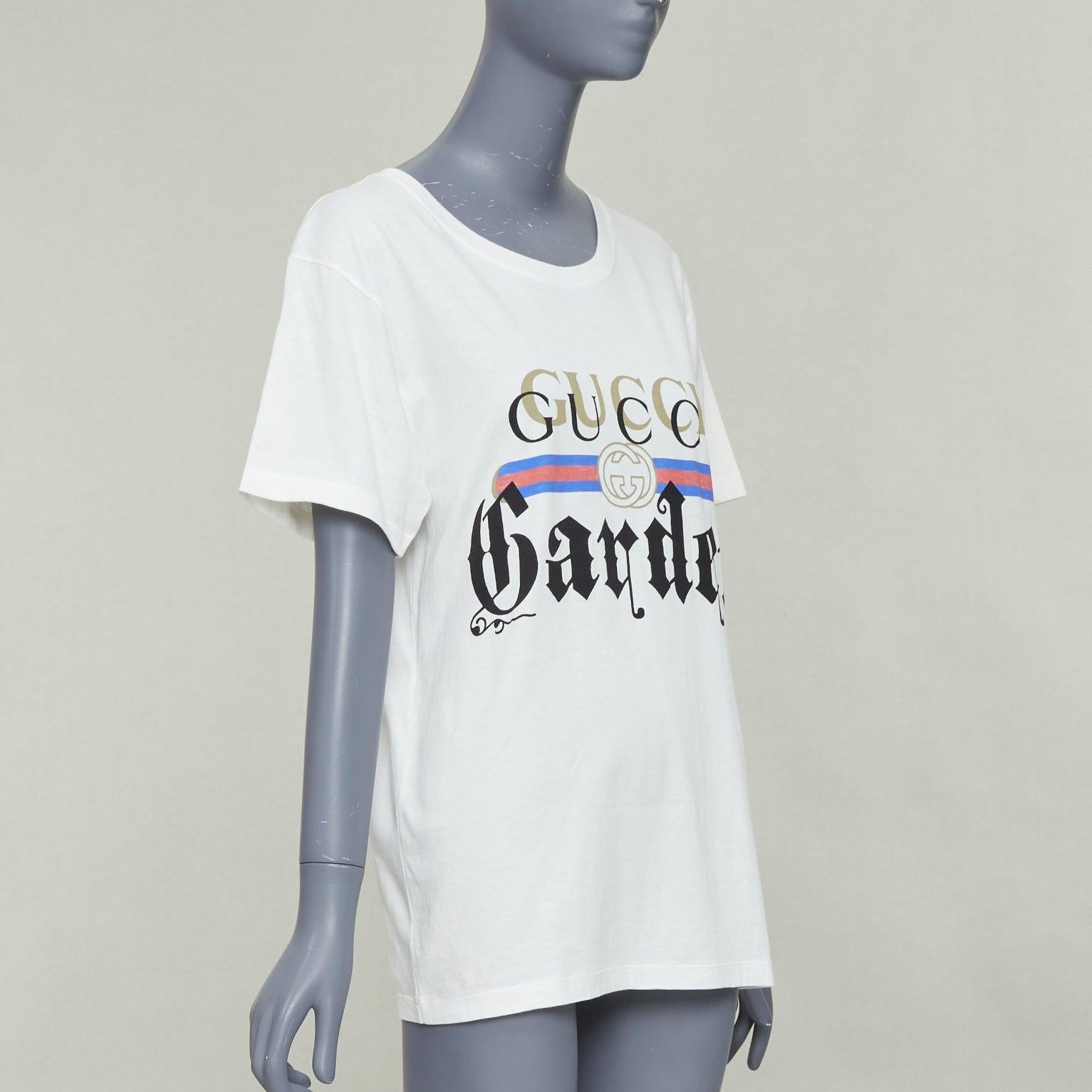 Grigio Gucci Garden bianco sporco con doppio logo ricamato sulla schiena XS in vendita