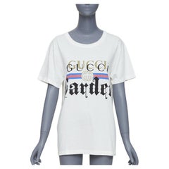 GUCCI Garden off white Doppellogo-Druck besticktes Rücken-T-Shirt XS