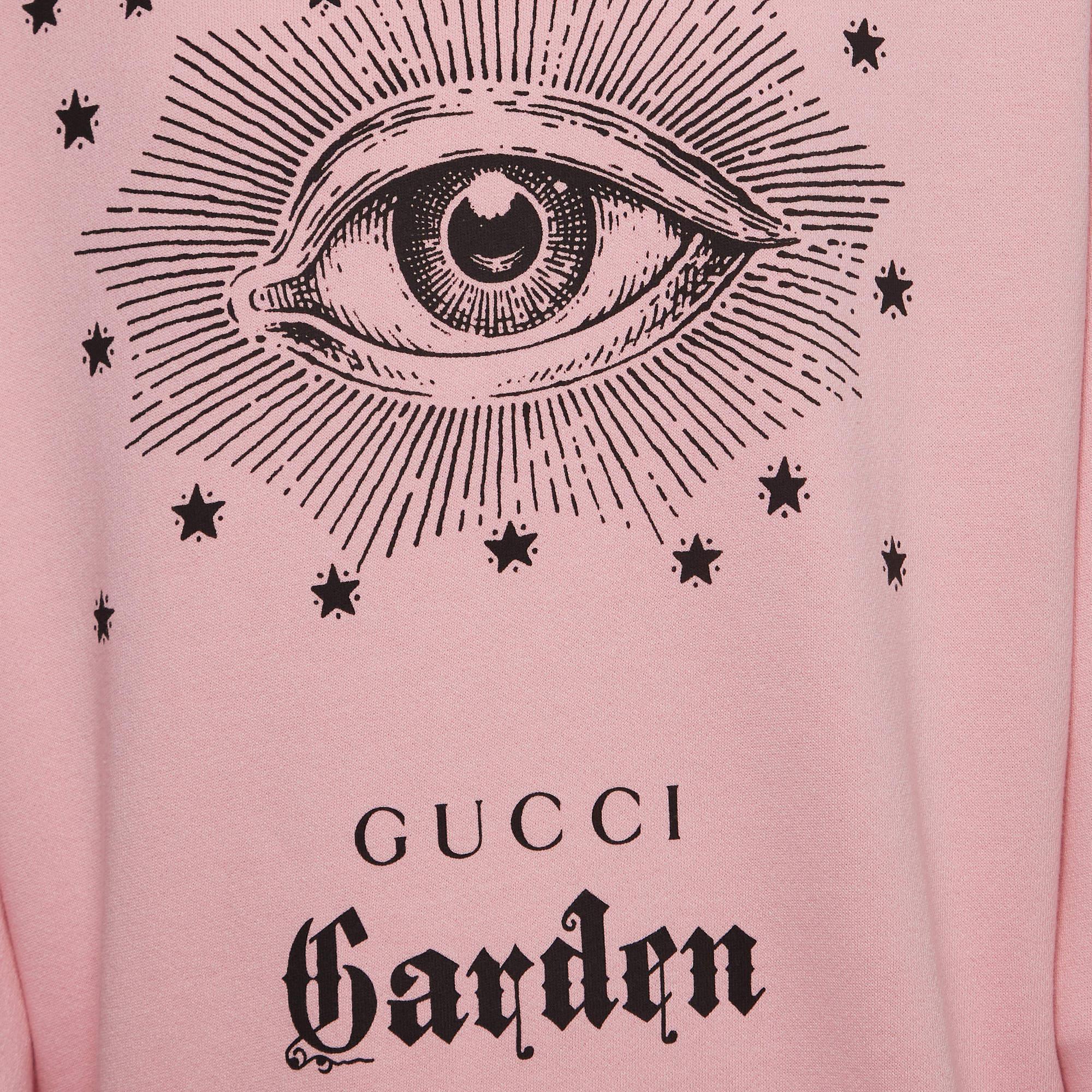 Men's Gucci Garden Pink Eye Print Cotton Crew Neck Sweatshirt XL