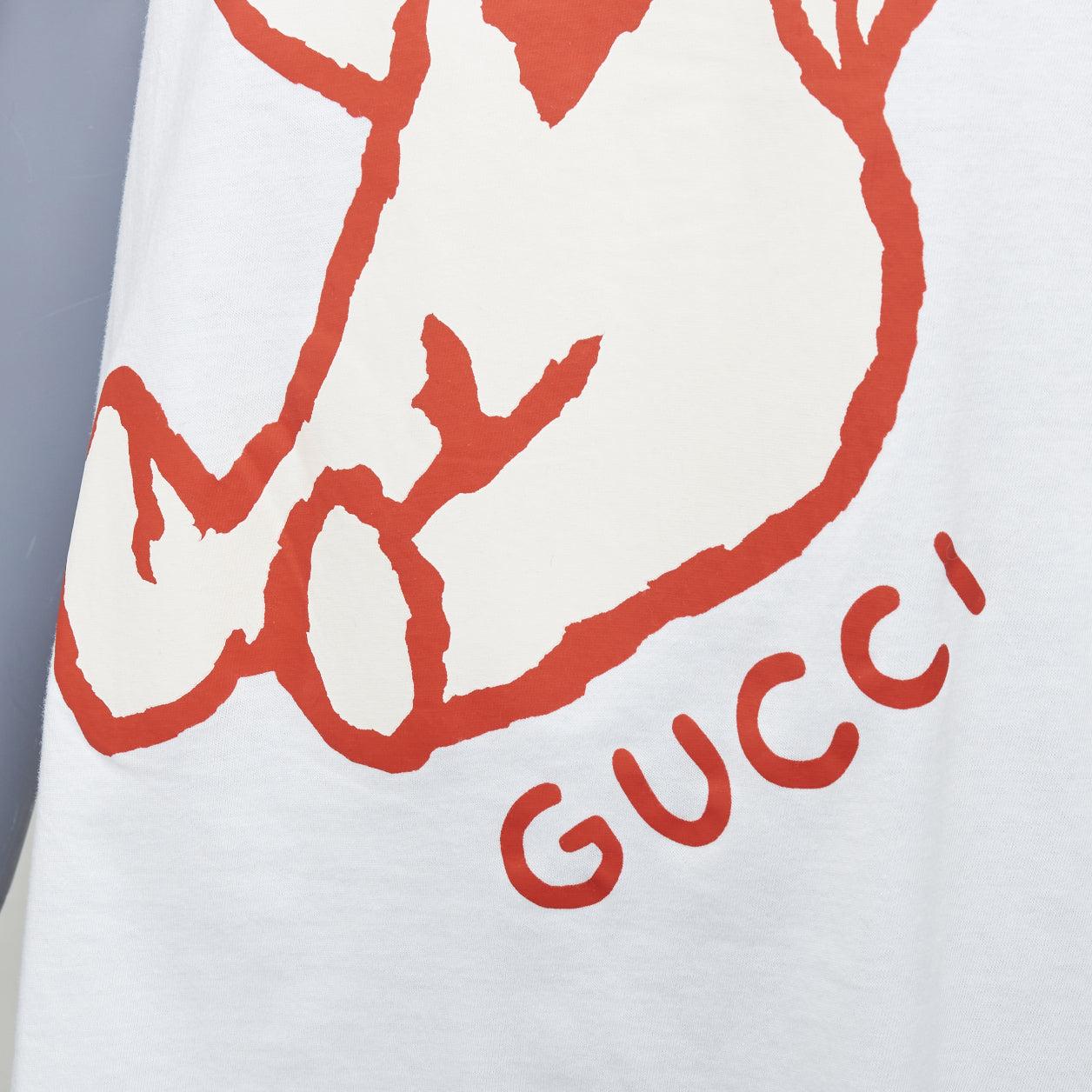 GUCCI GARDEN red cartoon bear heart cotton tshirt XXS
Reference: LNKO/A02521
Brand: Gucci
Designer: Alessandro Michele
Collection: Garden
Material: Cotton
Color: White, Red
Pattern: Cartoon
Closure: Slip On
Made in: Italy

CONDITION:
Condition: