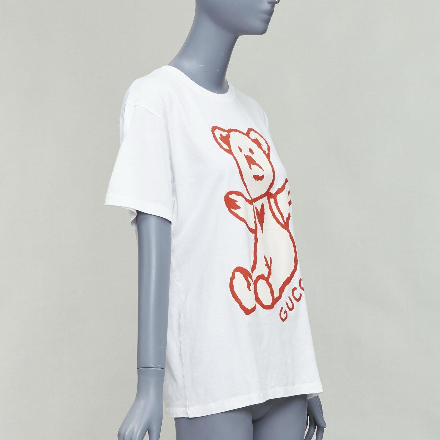 Gray GUCCI GARDEN red cartoon bear heart cotton tshirt XXS For Sale