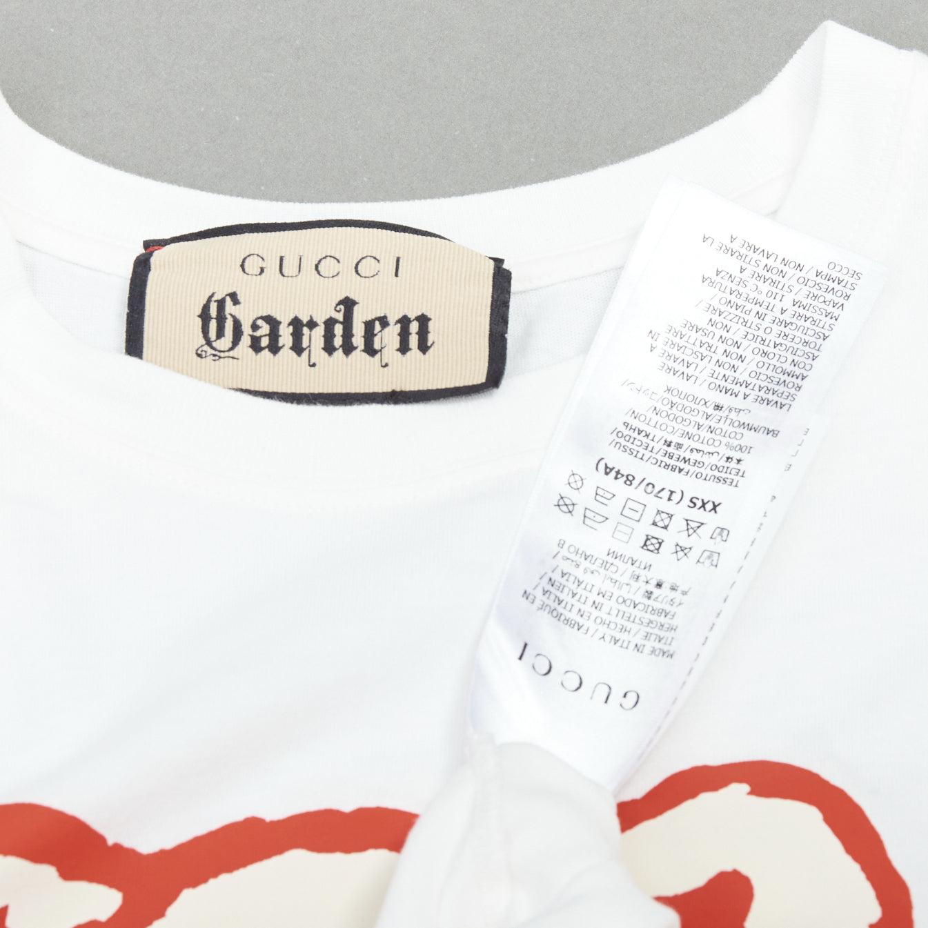 GUCCI GARDEN red cartoon bear heart cotton tshirt XXS For Sale 3