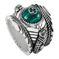 Gucci Garden Silver and Green Resin Ring