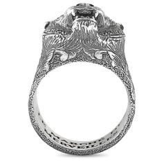 Gucci Garden Silver and Purple Zircon Feline Motif Ring