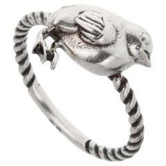 Gucci Garden Sterling Silver Chick Band Ring Size 8 1/2