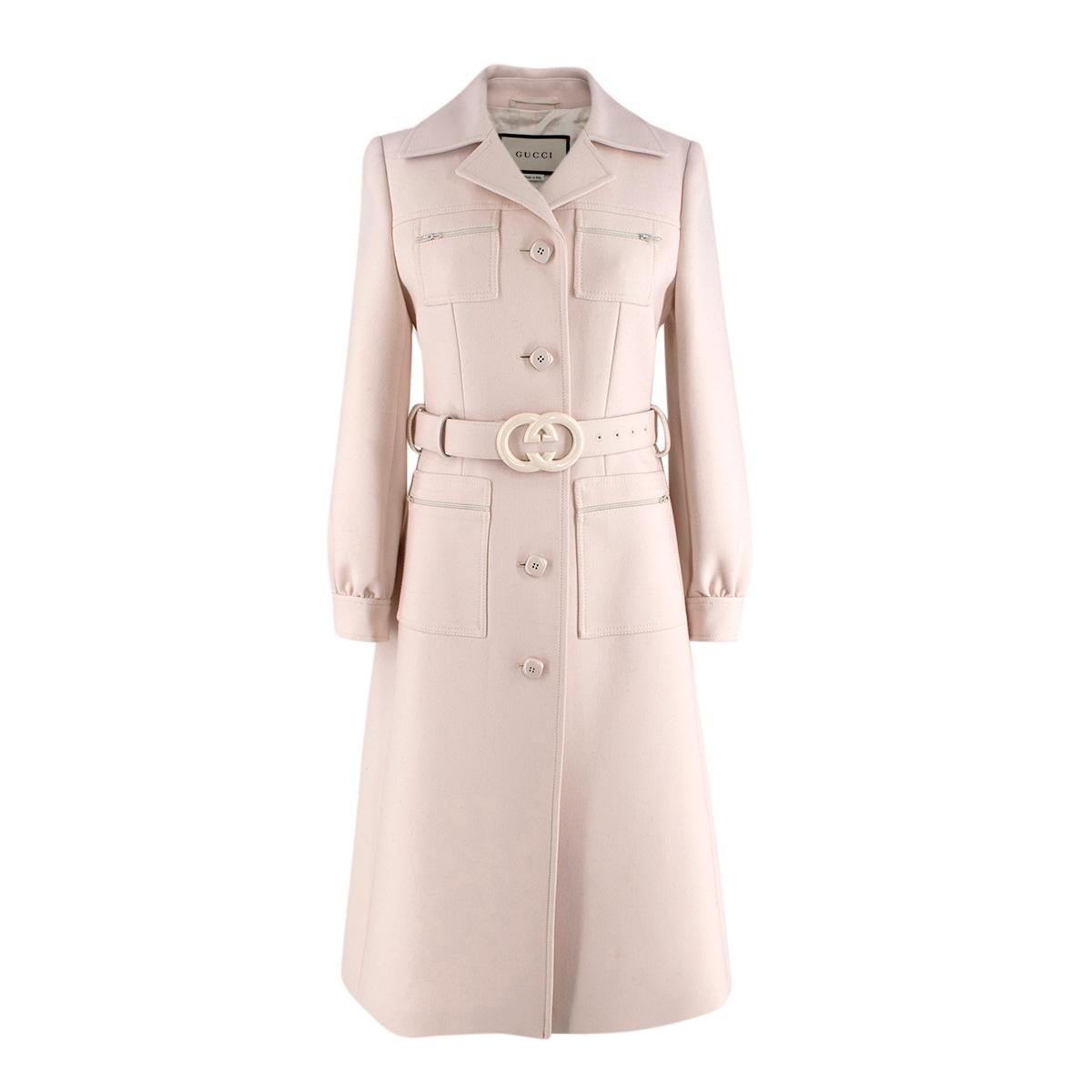 Gucci Gardenia GG-belt wool coat - US Size 4 at 1stDibs