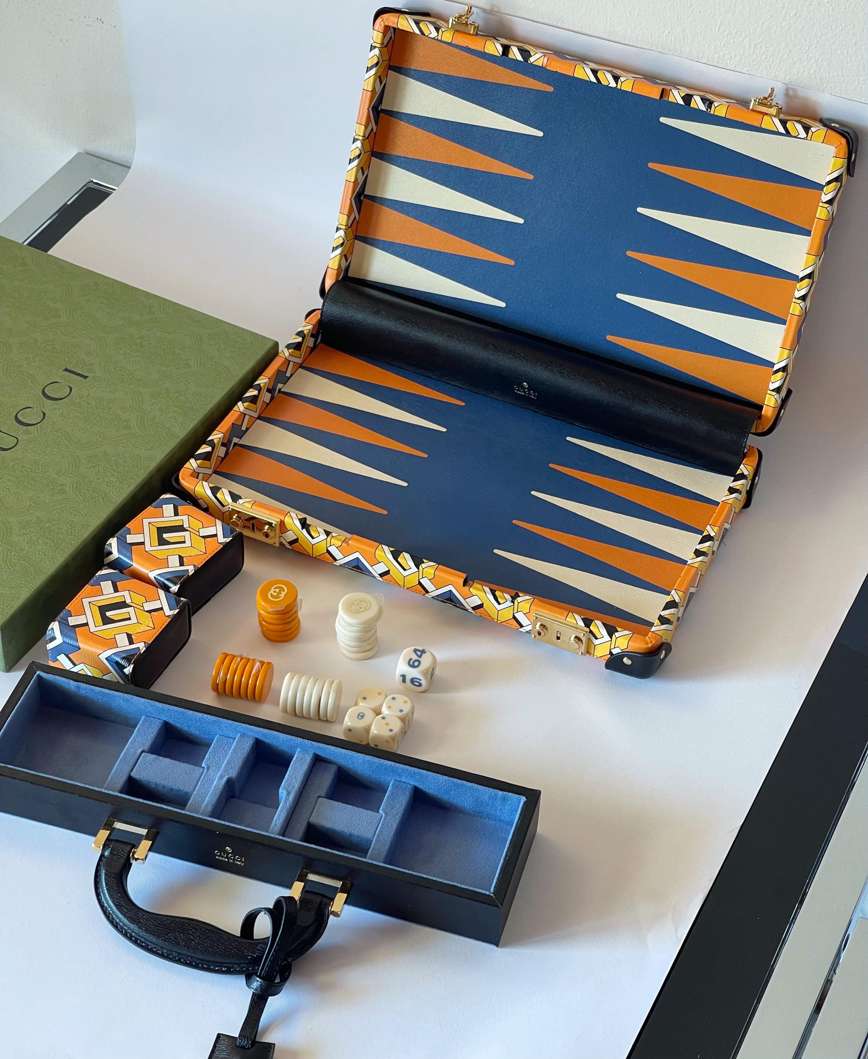 Gucci Valigetta Geometrica G Set da gioco Backgammon in vendita 4