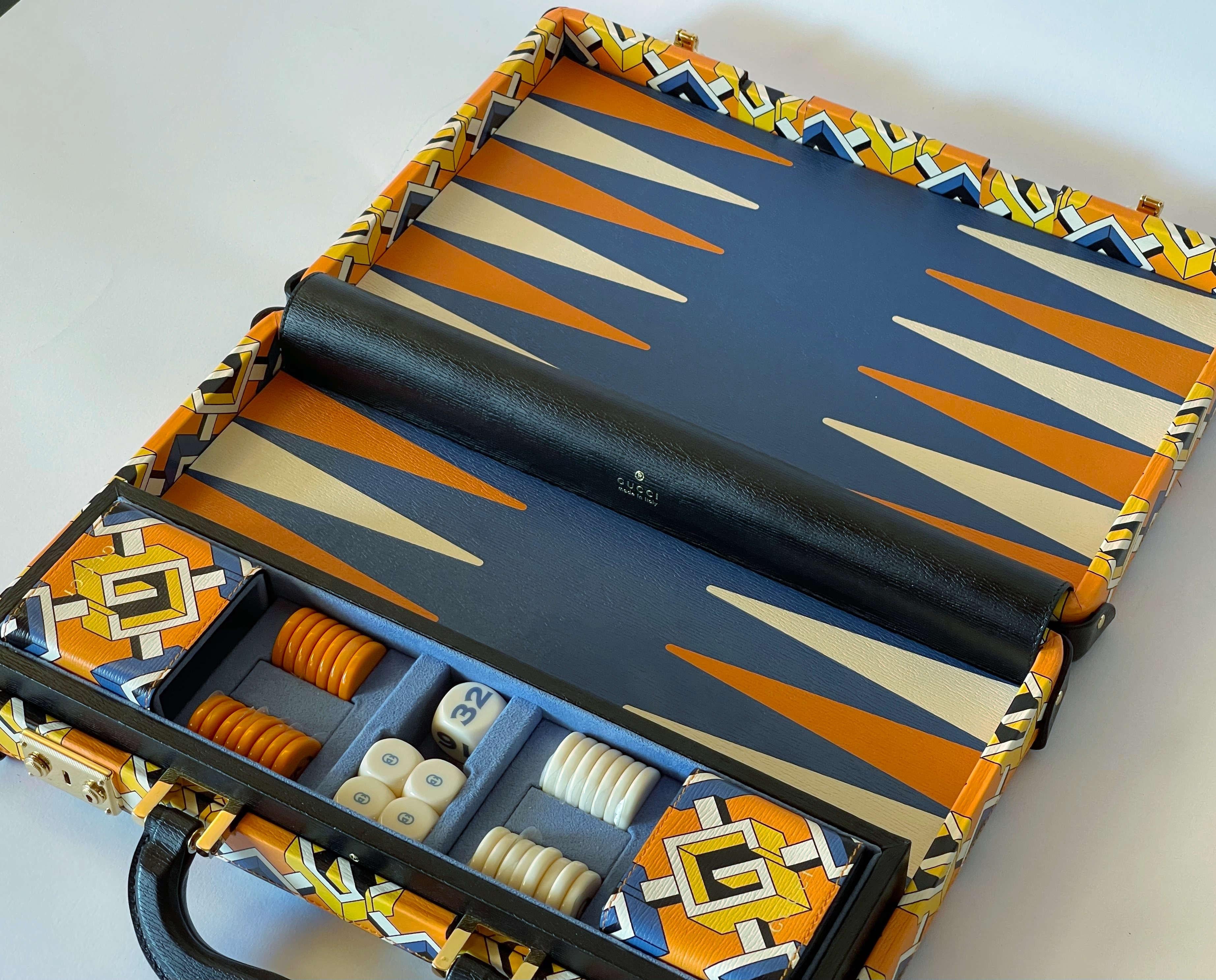 Gucci Valigetta Geometrica G Set da gioco Backgammon in vendita 1