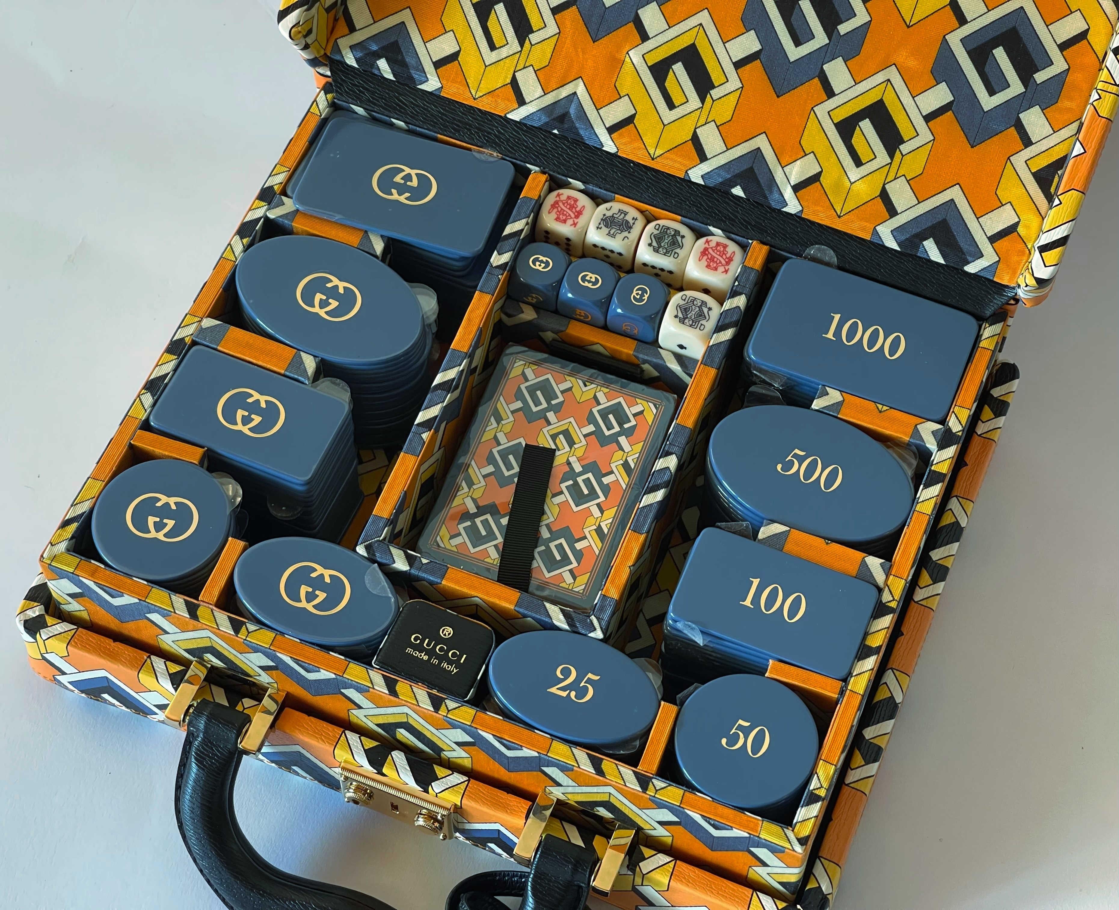 Canvas GUCCI Geometric G Briefcase Poker Card Game Set For Sale