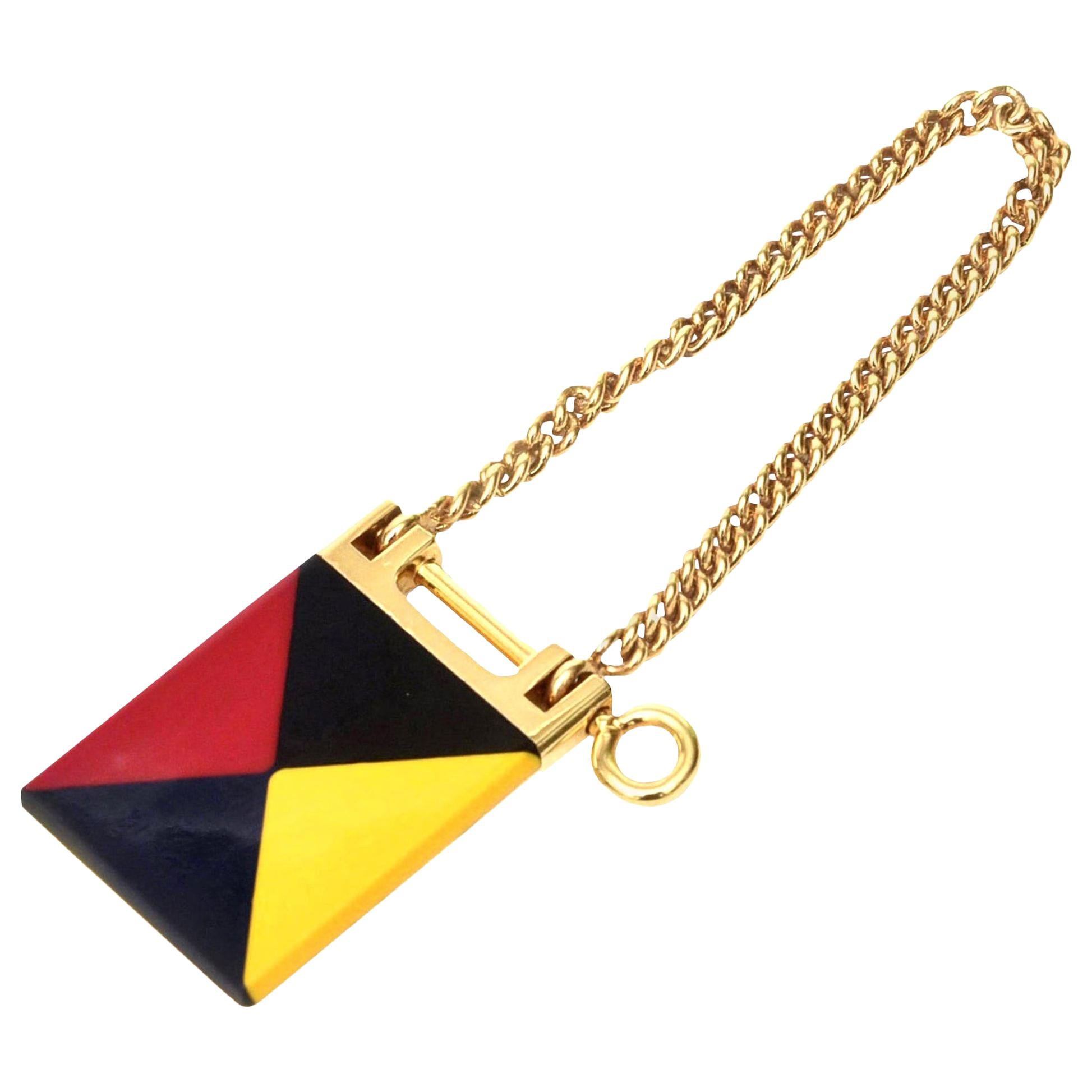 Gucci Geometric Mondrian Style Key Ring Vintage Italian For Sale at