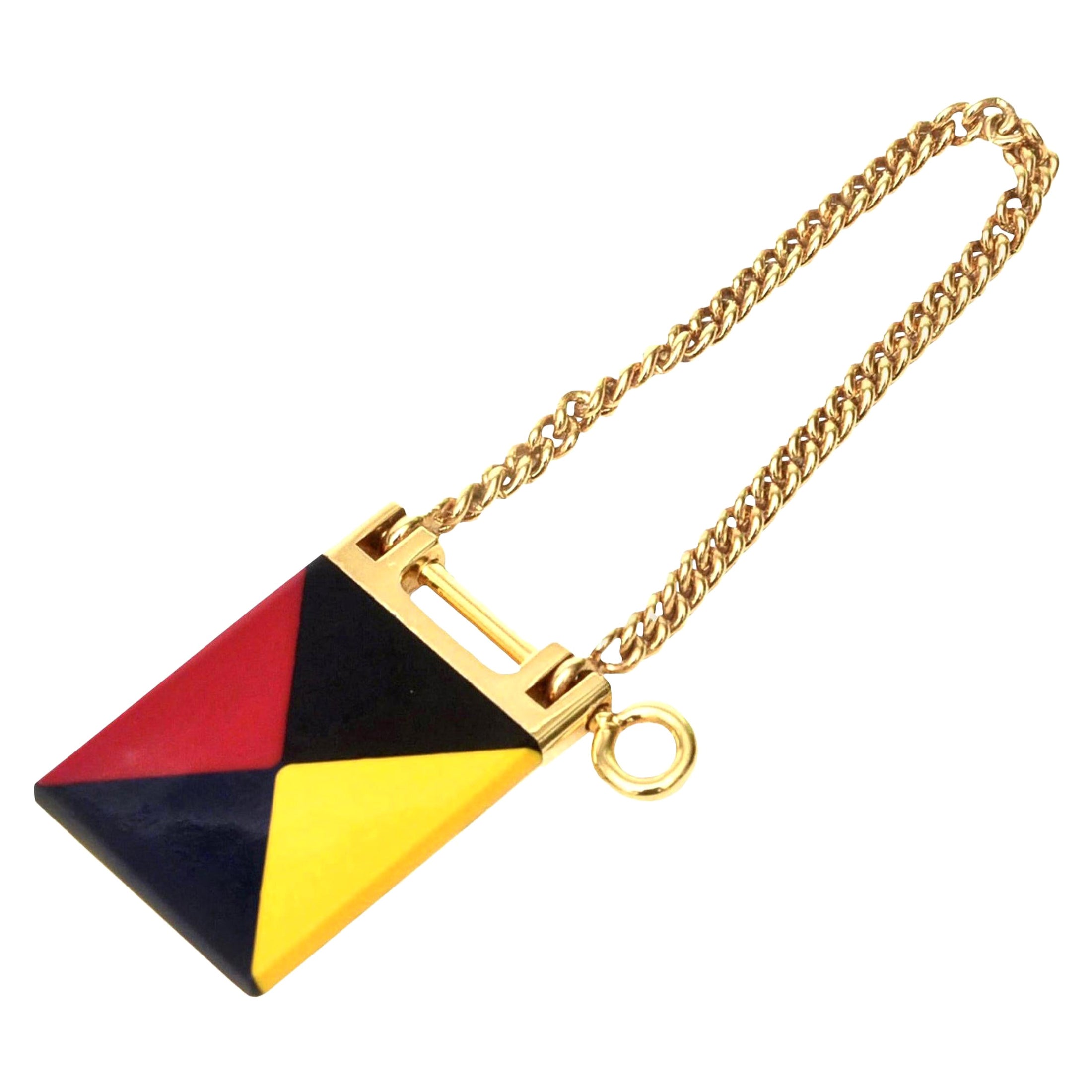Gucci Geometric Mondrian Style Key Ring Vintage Italian