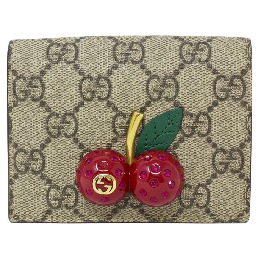 Gucci GG Beige Cherry Wallet For Sale