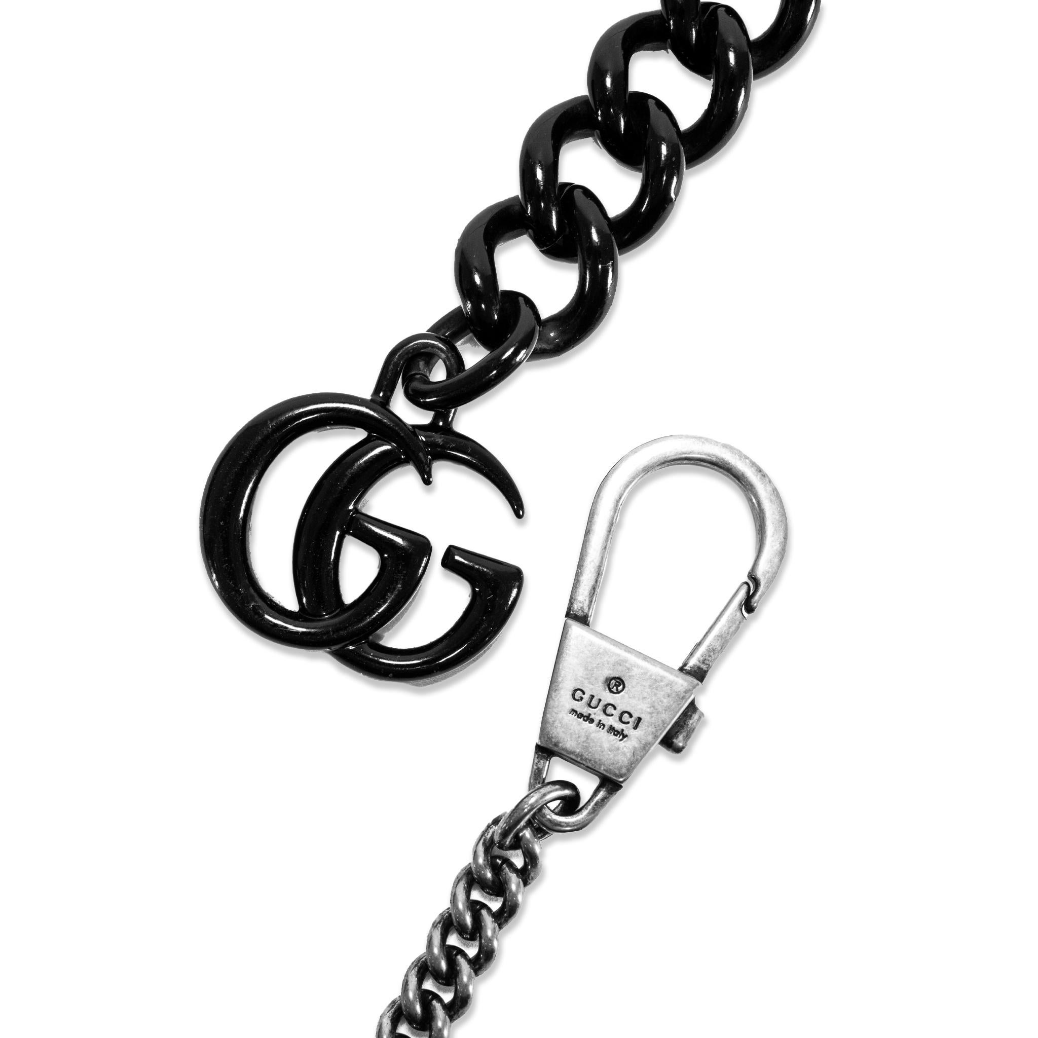 Gucci GG Cintura a catena in pelle di vitello nera matelasse monocromatica Marmont in vendita 5