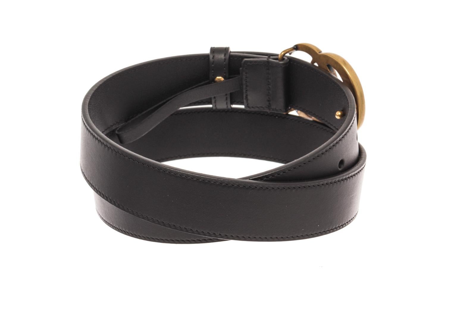 Gucci GG Black Leather GHW Thin Belt 75 In Good Condition For Sale In Irvine, CA