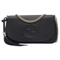Gucci GG Black Leather Soho Flap Shoulder Bag
