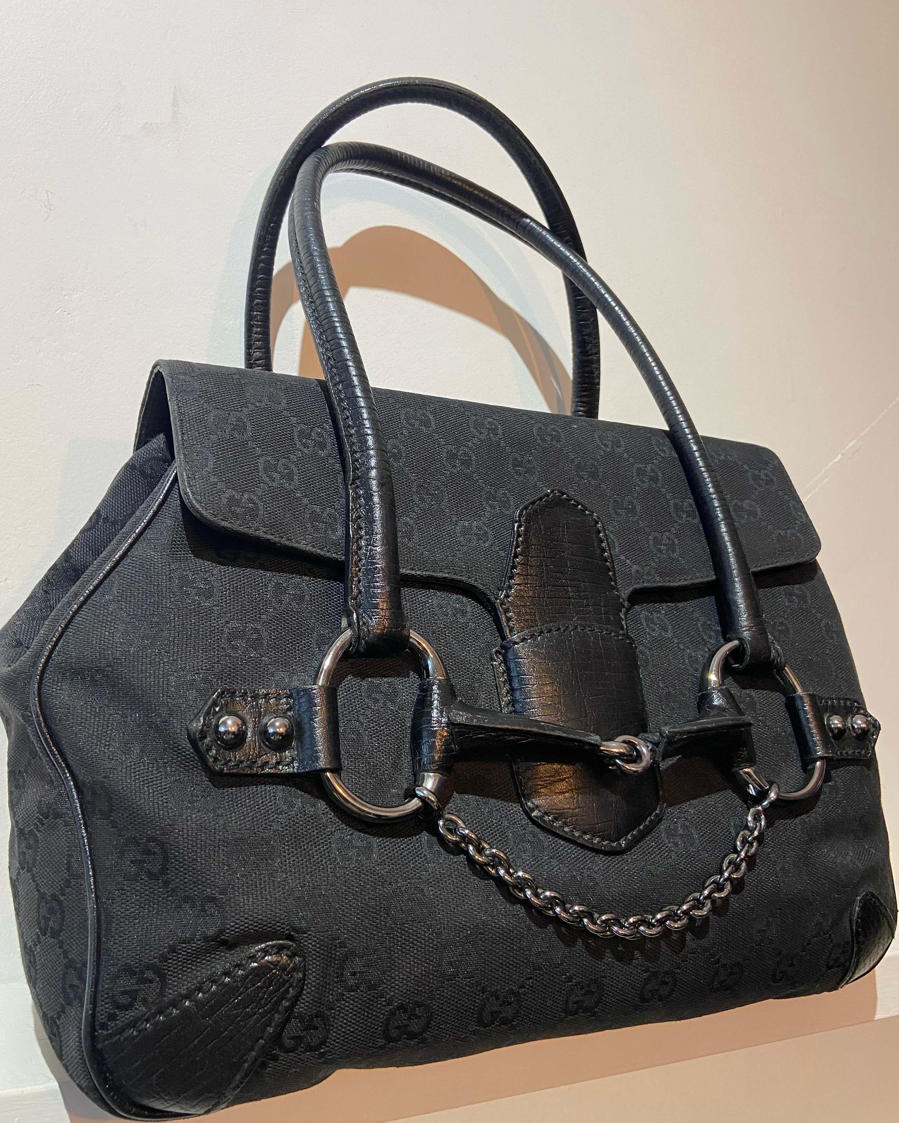 Gucci  GG Black Monogram Shoulder Bag In Excellent Condition In London, GB