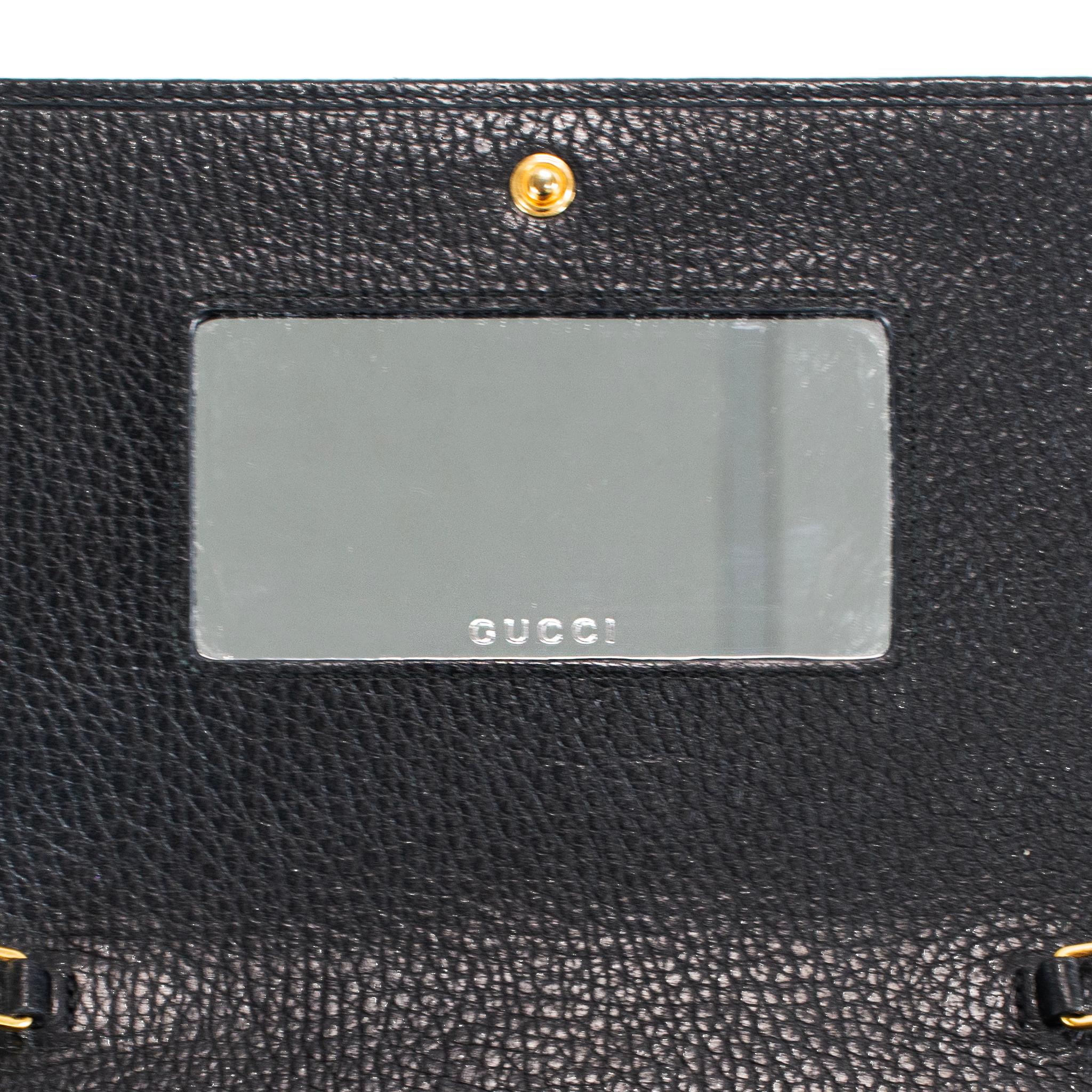 Gucci Gg Black Textured Leather Marmont Wallet on Chain Crossbody Bag en vente 5