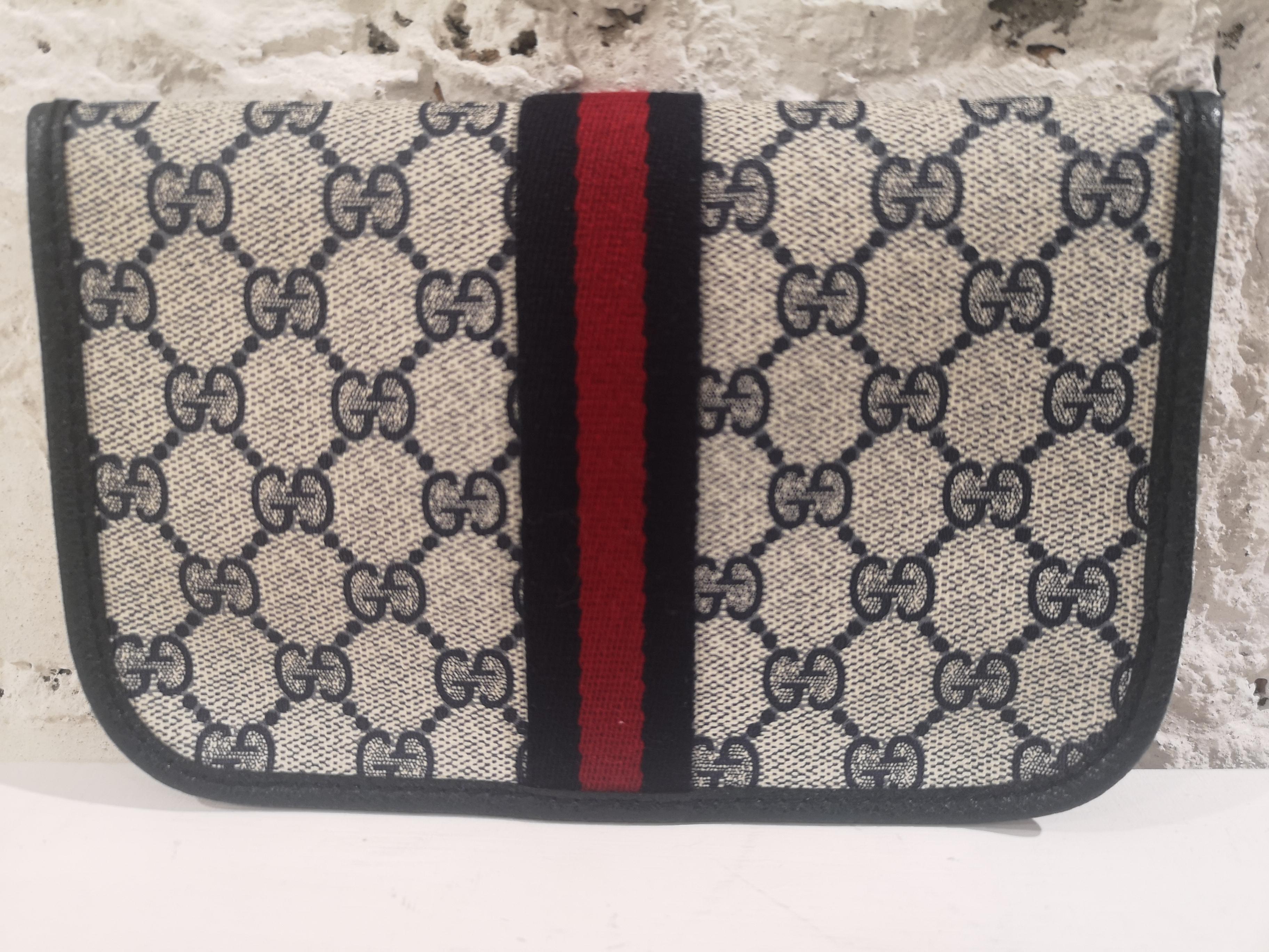 Gray Gucci GG blu passport case