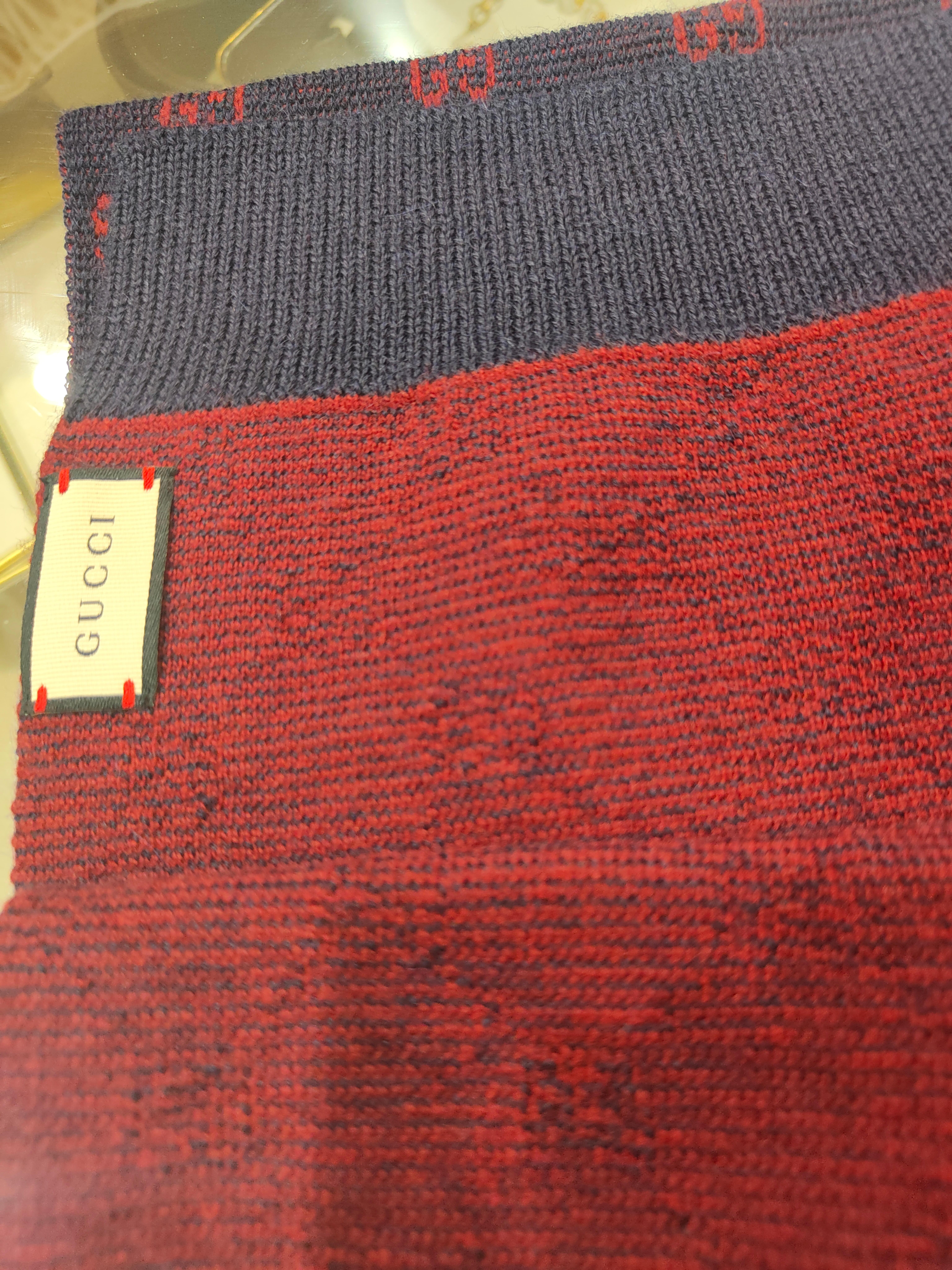 Black Gucci GG Blue red Scarf NWOT For Sale