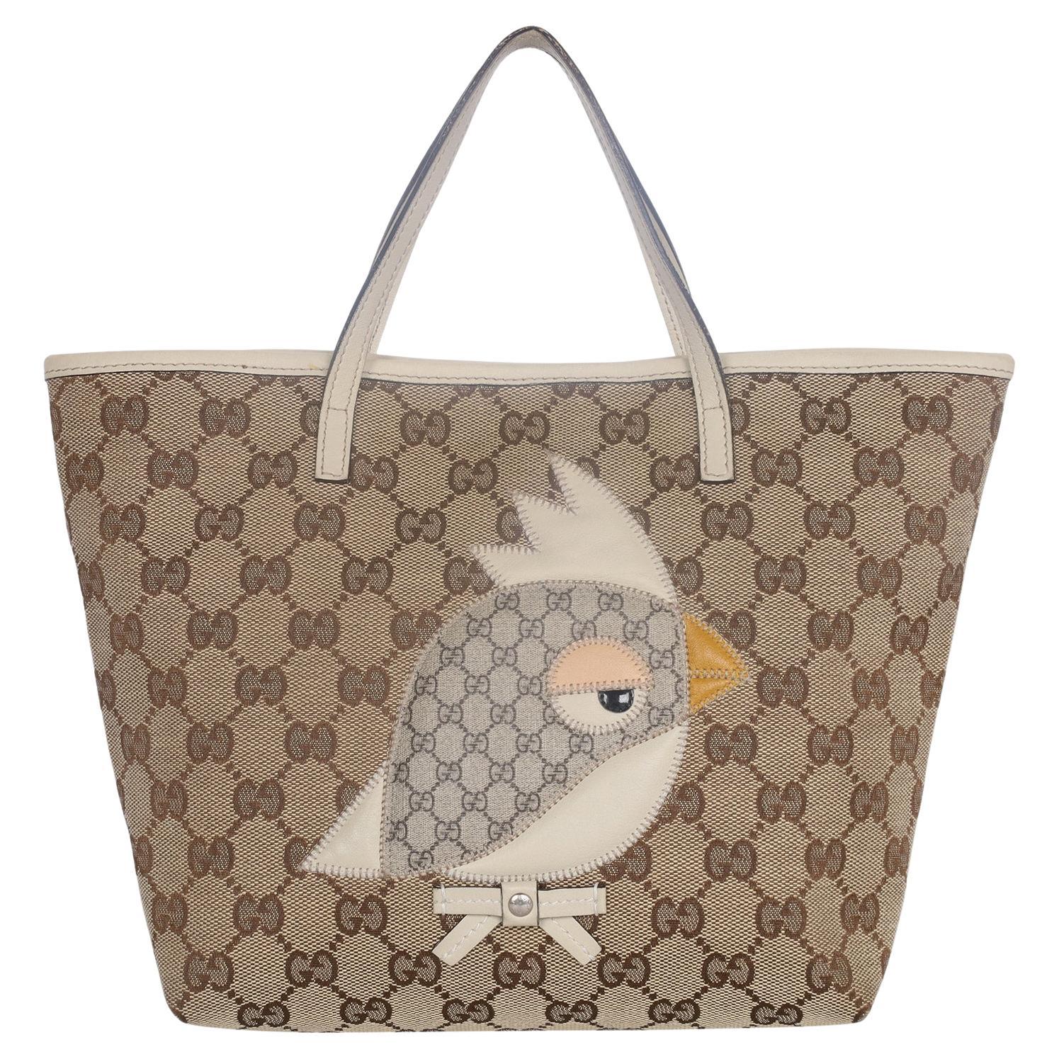 Gucci GG Brown Monogram Canvas Zoo Tote Small im Angebot