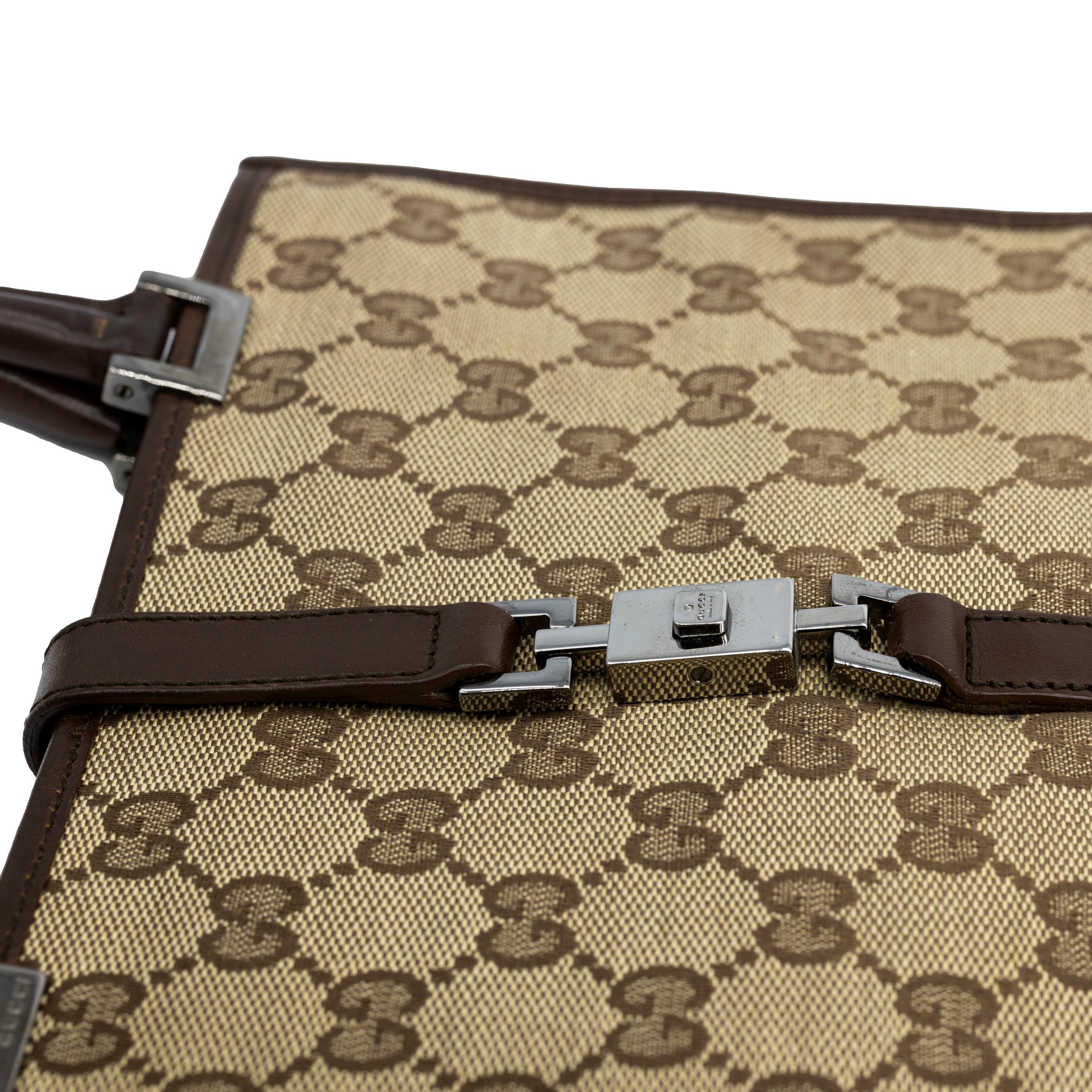 Gucci GG Brown Monogram Small Jackie Line Top Handle Tote Bag, 2000. 3