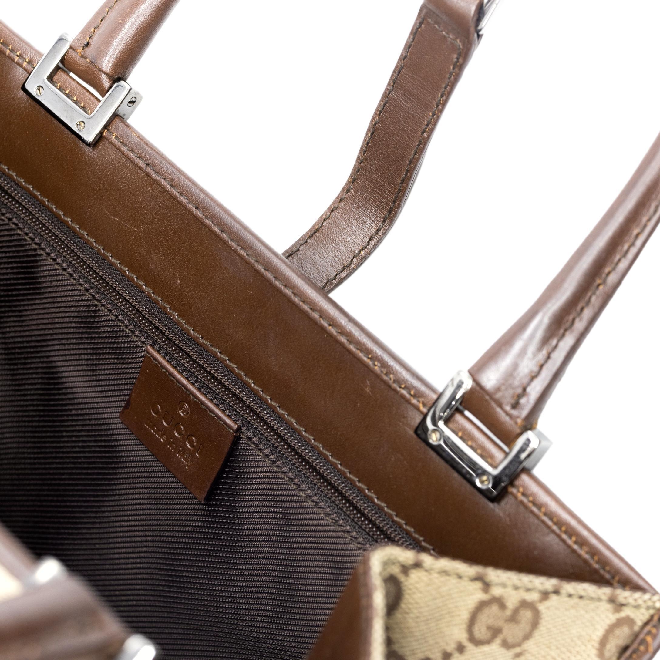 Gucci GG Brown Monogram Small Jackie Line Top Handle Tote Bag, 2000. 4
