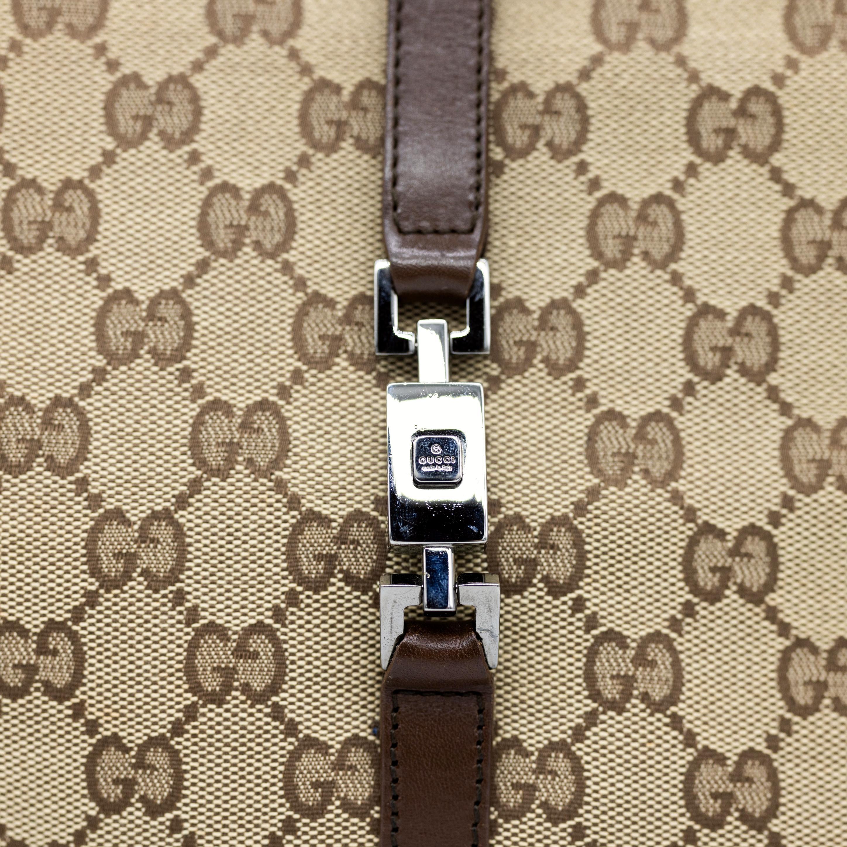 Women's or Men's Gucci GG Brown Monogram Small Jackie Line Top Handle Tote Bag, 2000.
