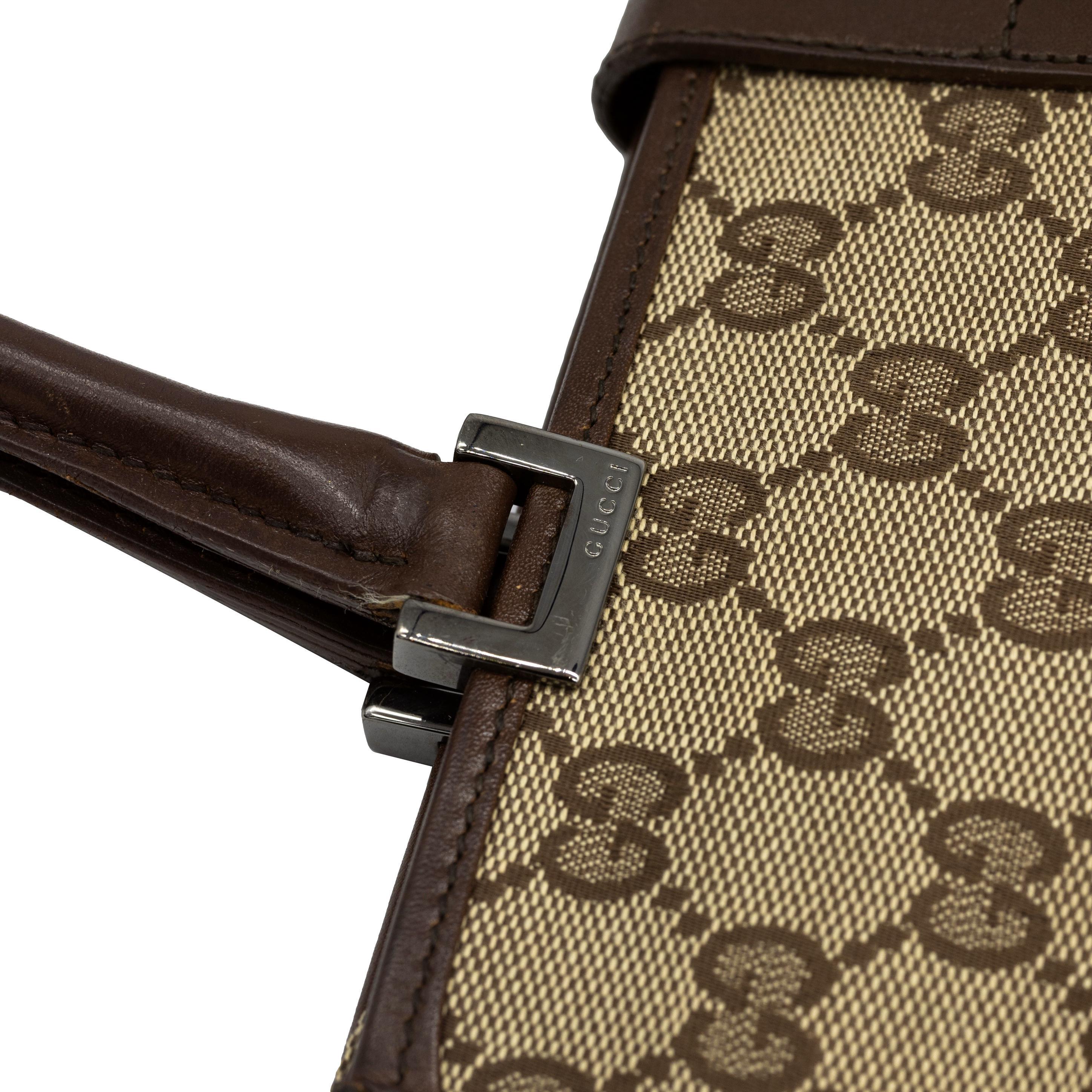 Gucci GG Brown Monogram Small Jackie Line Top Handle Tote Bag, 2000. 2