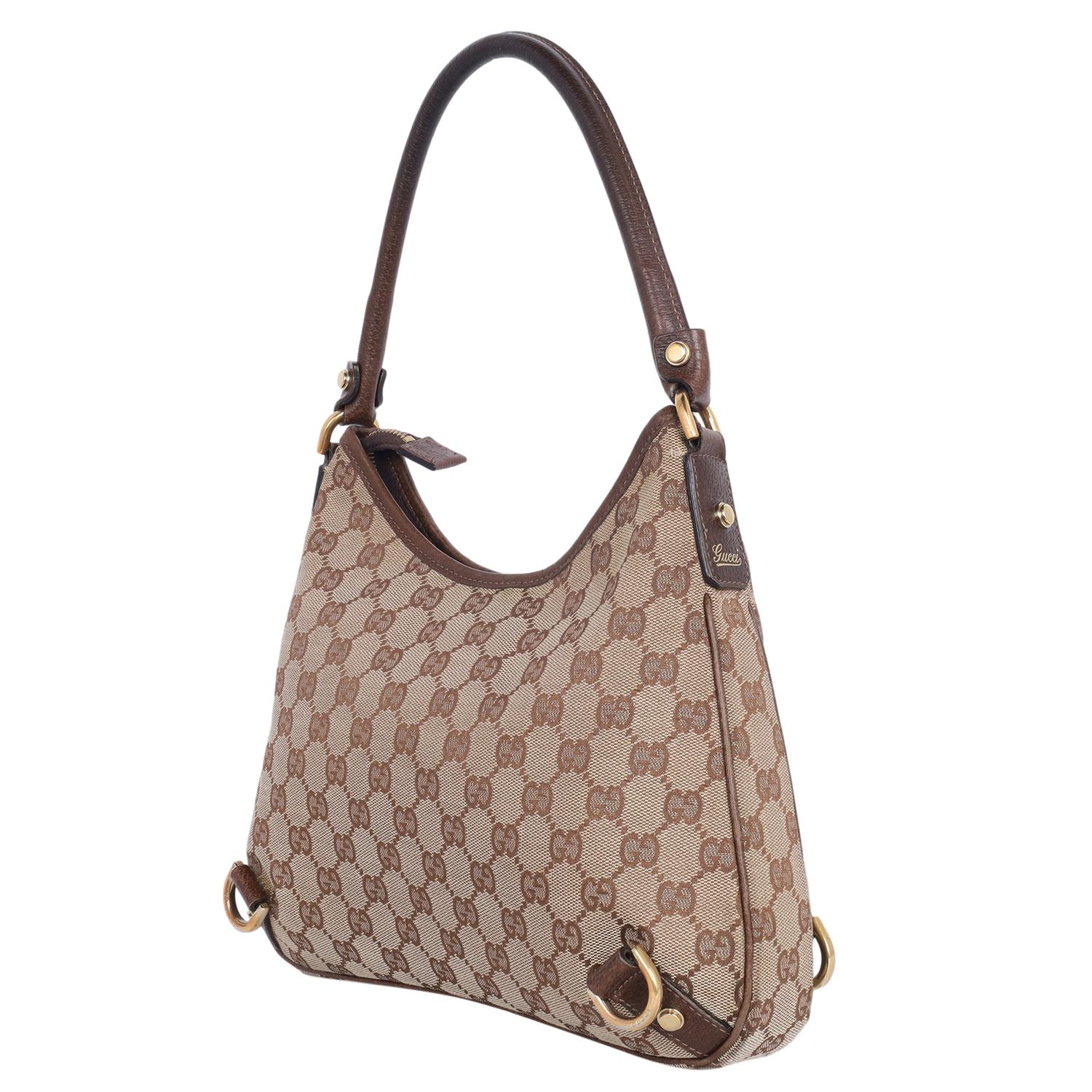 Gucci GG Canvas Abbey D-Ring Shoulder Bag Brown For Sale 6