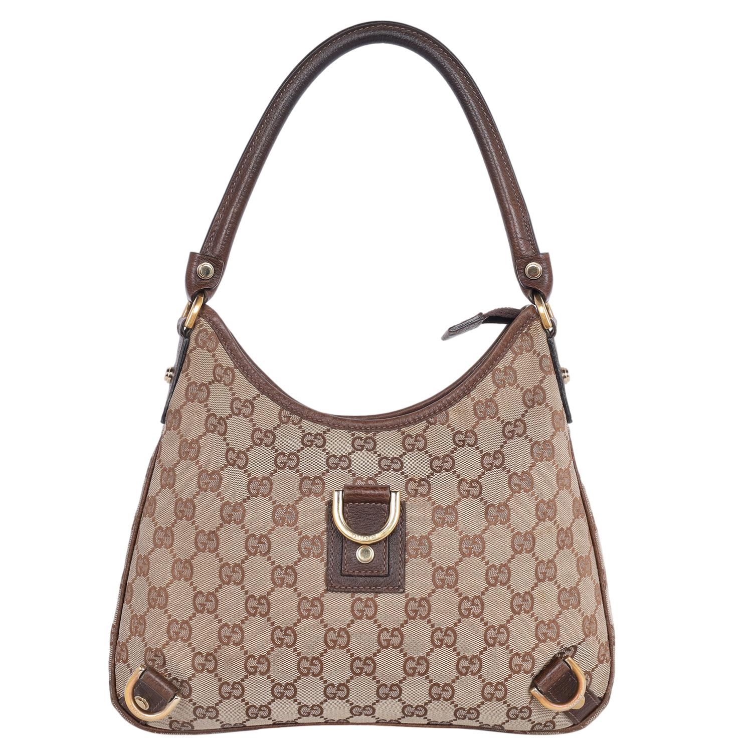 Gucci GG Canvas Abbey D-Ring Shoulder Bag Brown For Sale 1