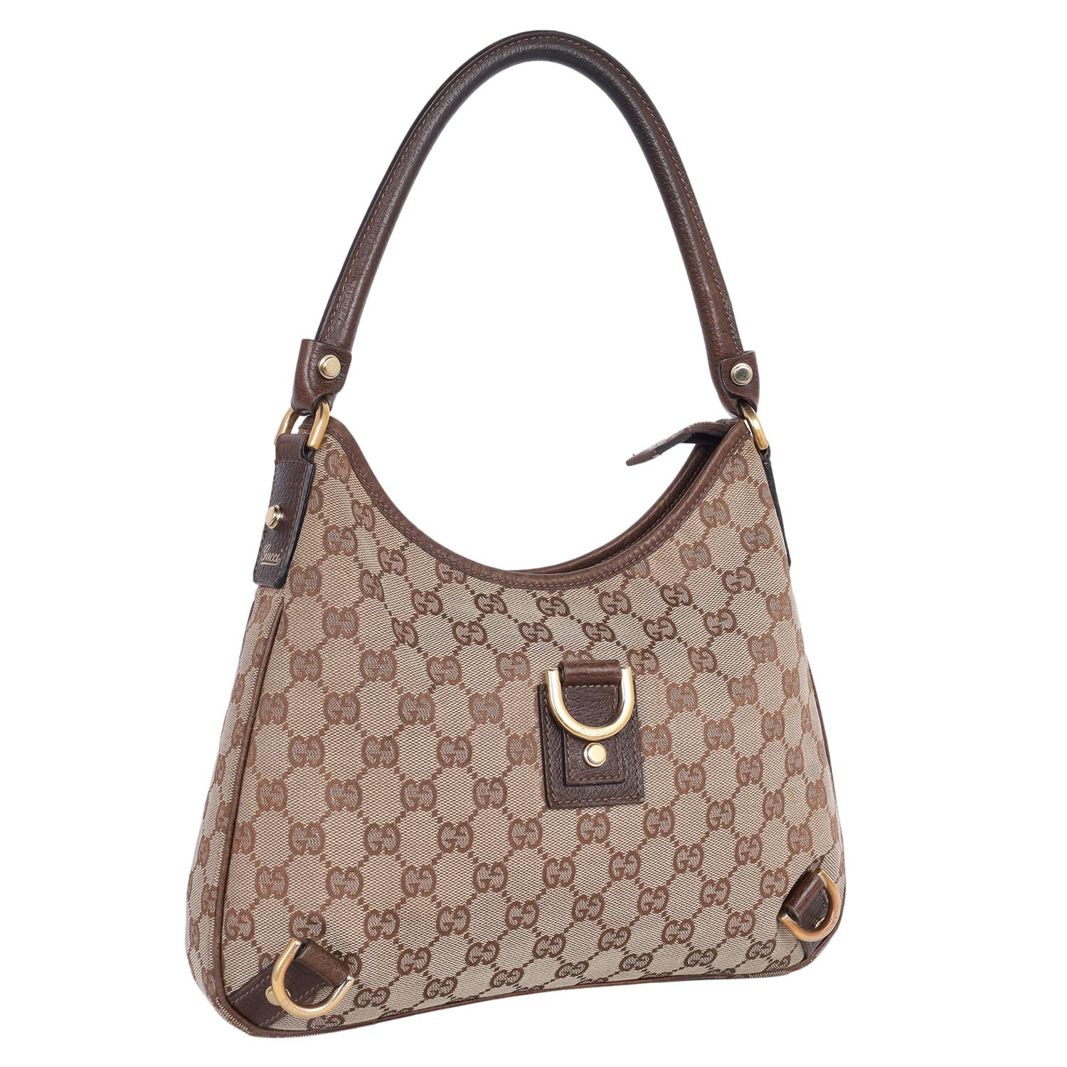 Gucci GG Canvas Abbey D-Ring Shoulder Bag Brown For Sale 2