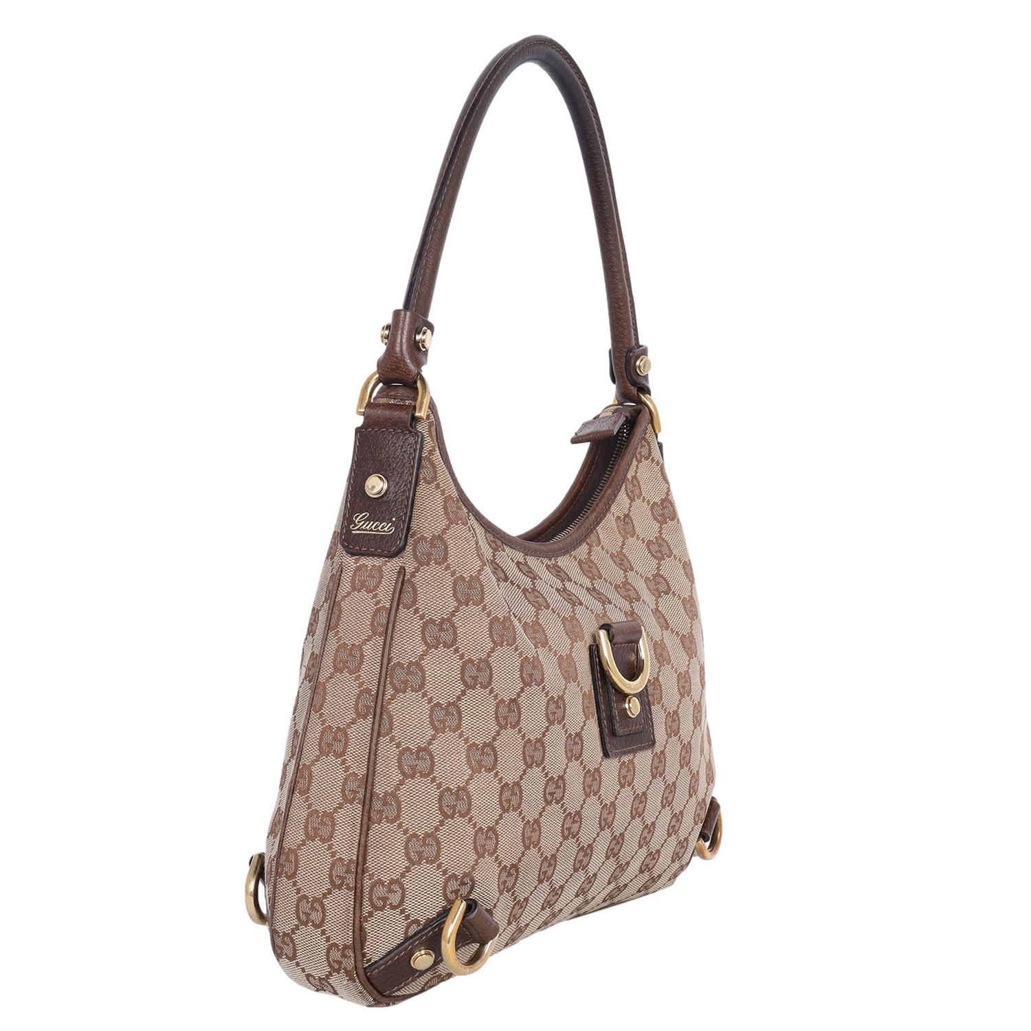 Gucci GG Canvas Abbey D-Ring Shoulder Bag Brown For Sale 3