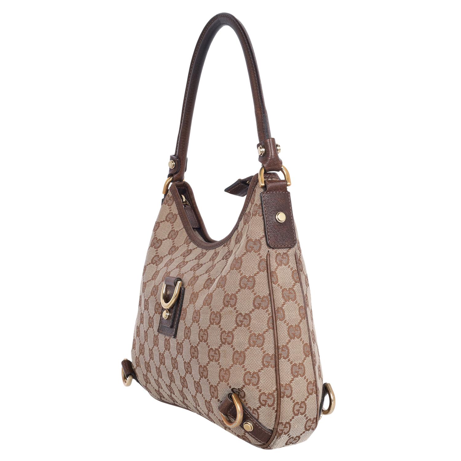 Gucci GG Canvas Abbey D-Ring Shoulder Bag Brown For Sale 4