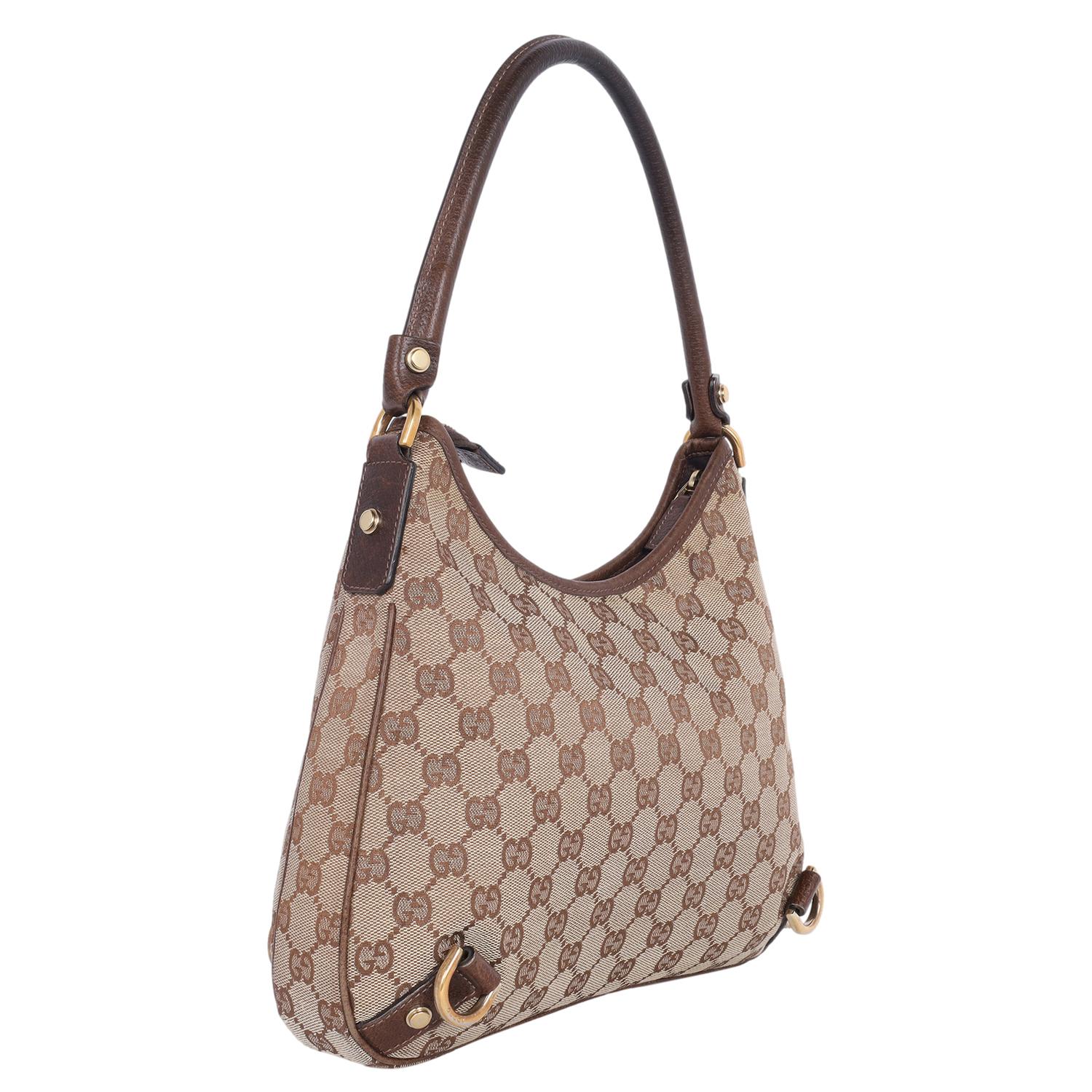 Gucci GG Canvas Abbey D-Ring Shoulder Bag Brown For Sale 5