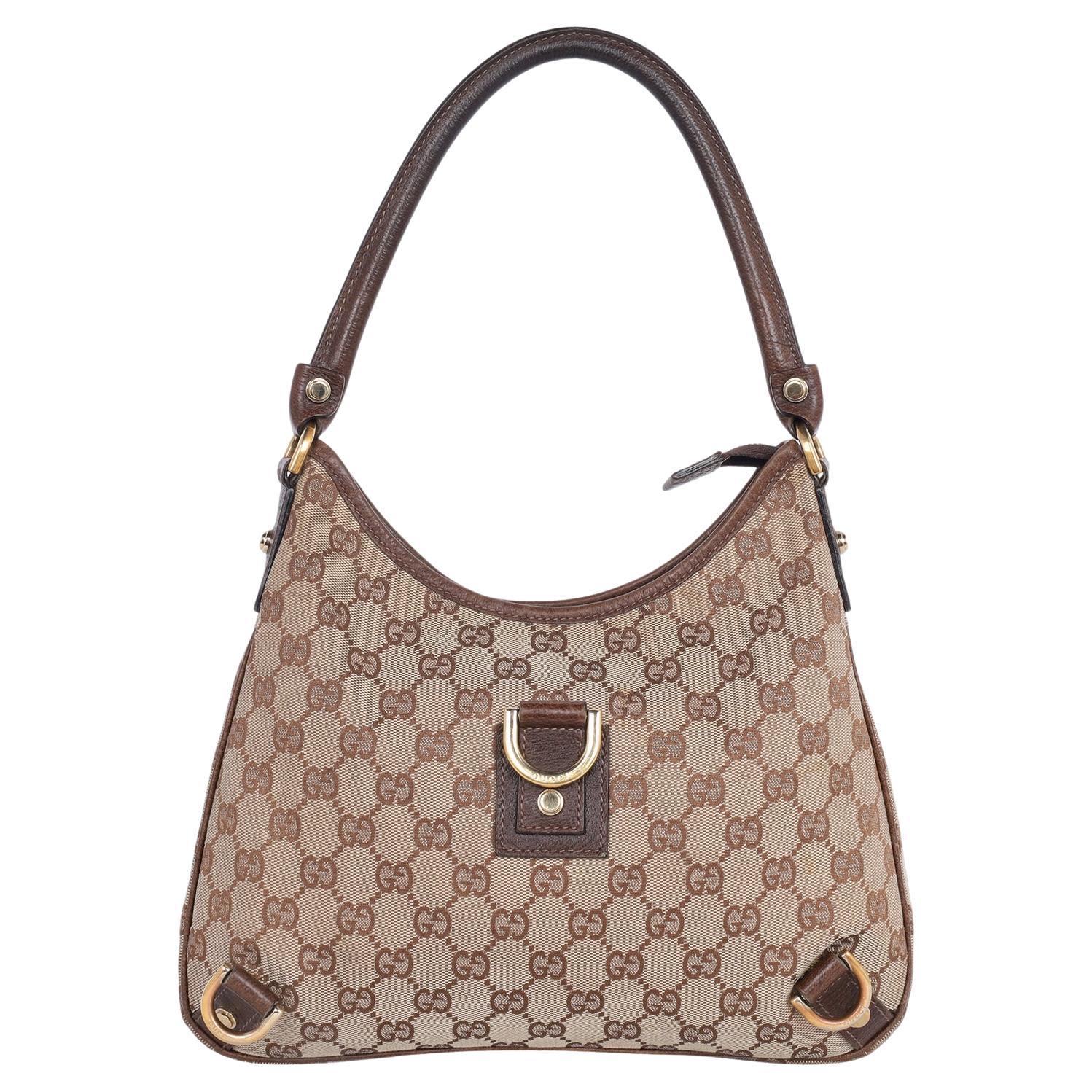 Gucci GG Canvas Abbey D-Ring Shoulder Bag Brown For Sale