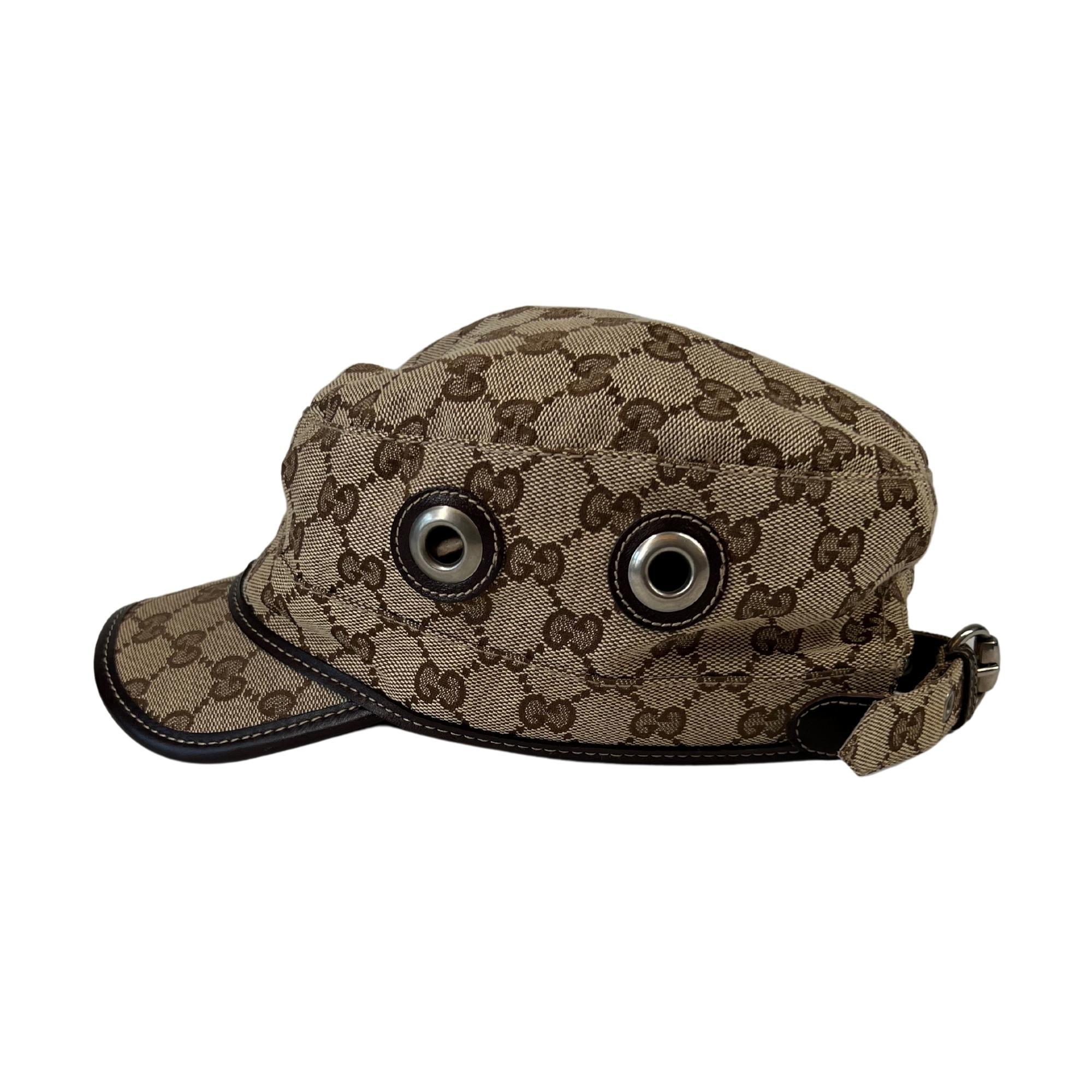 Gucci GG Canvas Beige Military Hat (200037) at 1stDibs