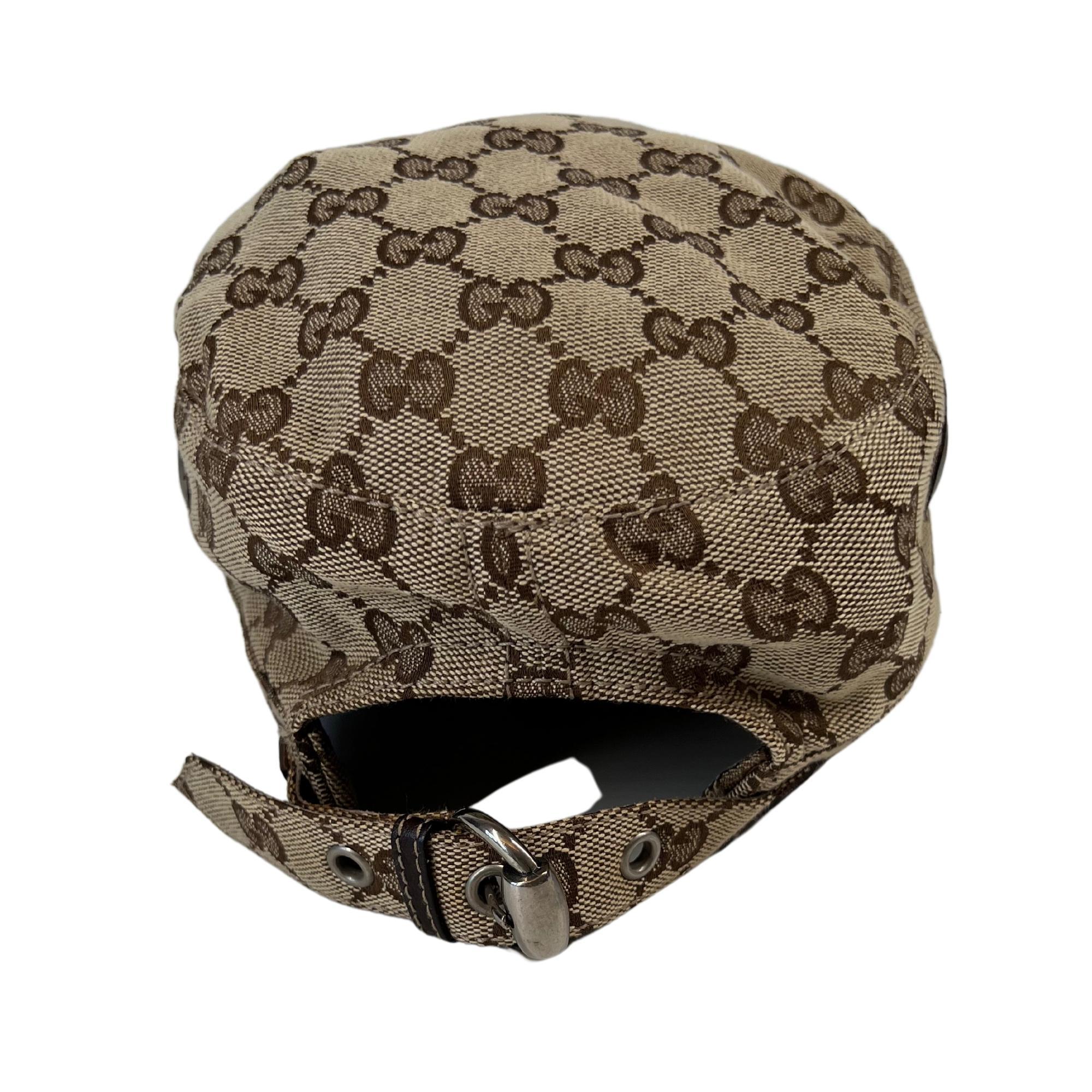 Gucci GG Beigefarbener Militärhut aus Segeltuch (200037) im Zustand „Hervorragend“ in Montreal, Quebec