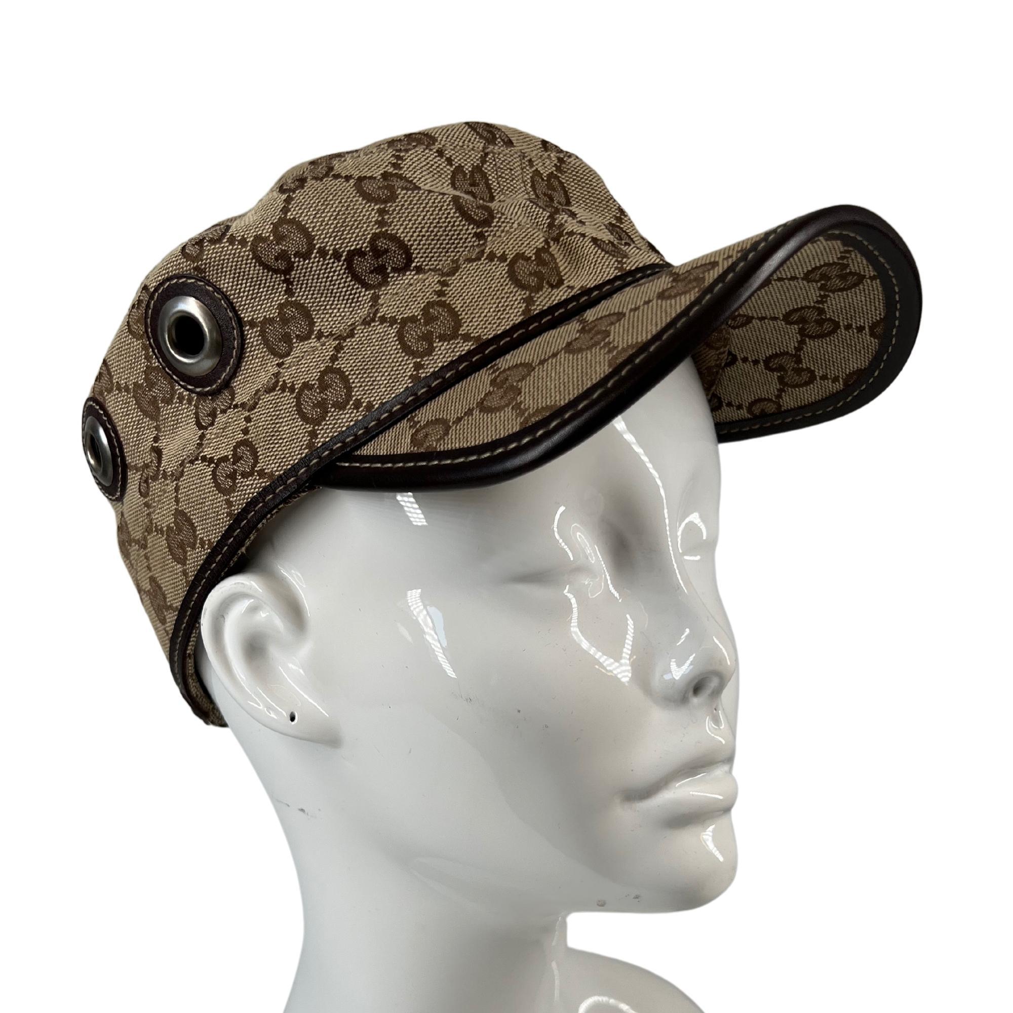 Gucci GG Canvas Beige Military Hat (200037) at 1stDibs