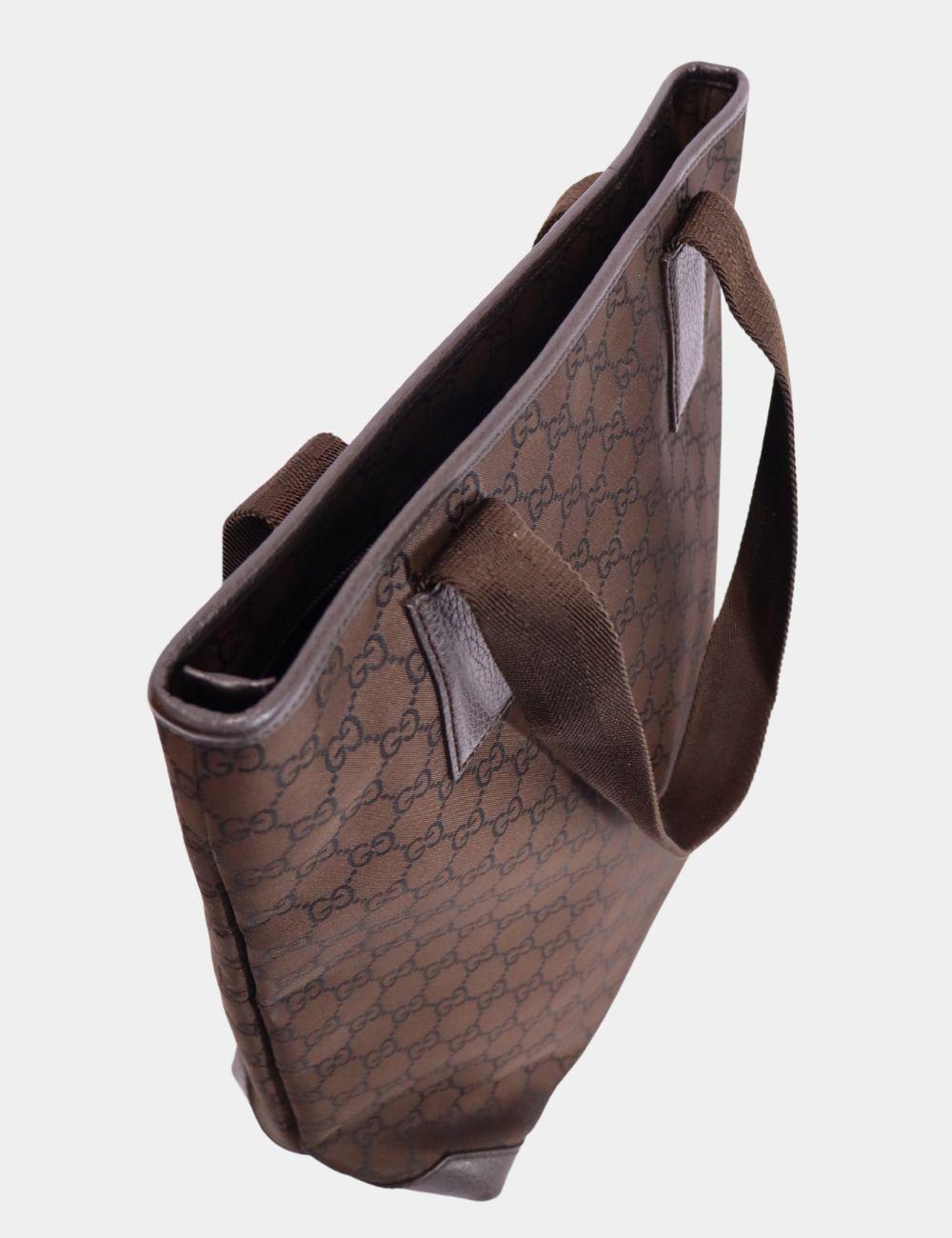 Black Gucci GG Canvas Brown Tote Bag