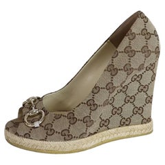 Gucci GG Canvas Charlotte Horsebit Keil-Pumps mit Keil Größe EU 38
