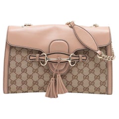 Gucci GG Canvas Emily Canvas Borsa a tracolla con catena in pelle rosa x ebano