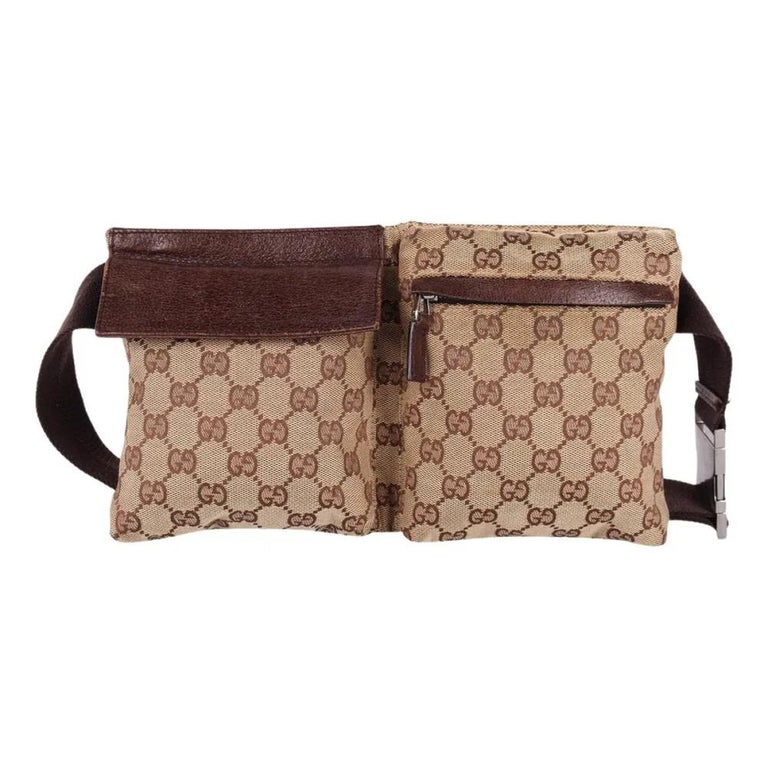 Gucci Brown GG Canvas Fanny Pack Belt Bag at 1stDibs