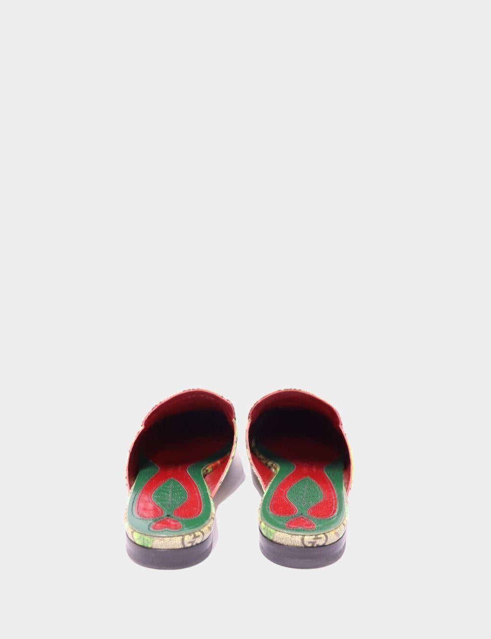 Gucci GG canvas floral print slipper loafers In Good Condition In Amman, JO
