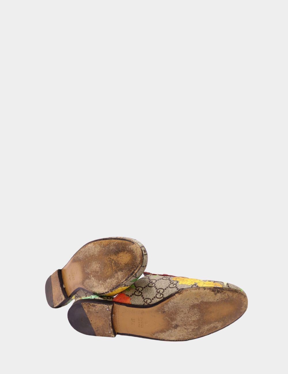 Women's Gucci GG canvas floral print slipper loafers