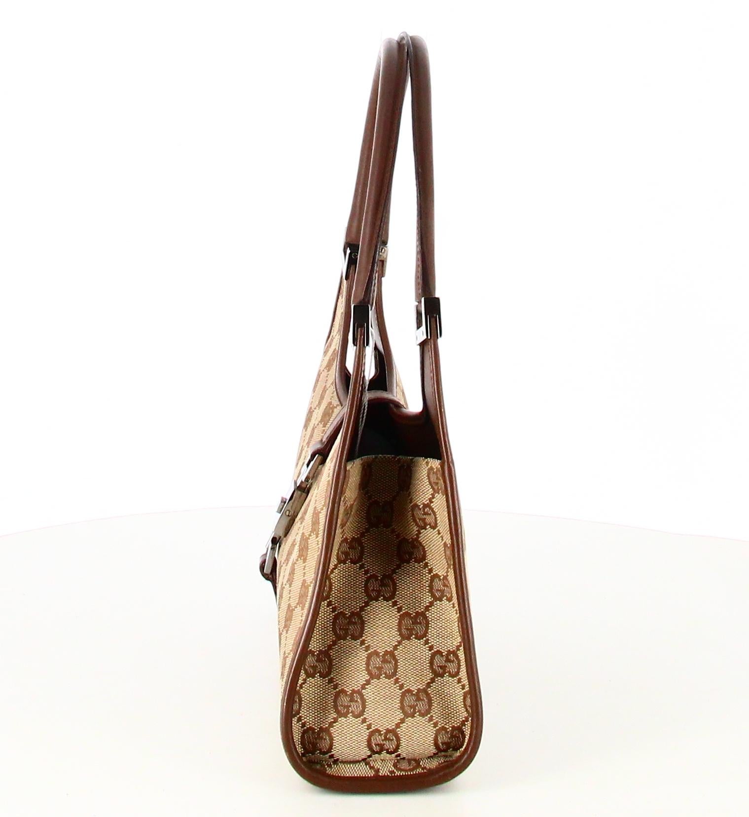 Gucci GG Canvas Handbag Jackie Bardot In Good Condition In PARIS, FR